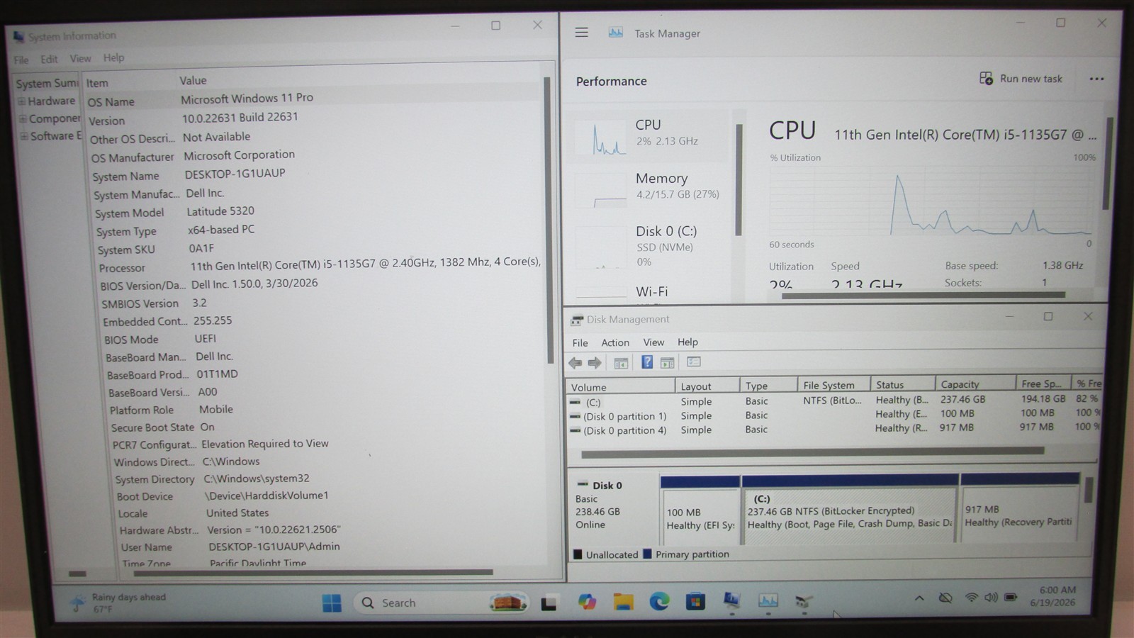 Dell Latitude 5320 i5-1135G7 2.4GHz 16GB RAM 256GB NVME 13.3″ W11 Pro COSM WEAR