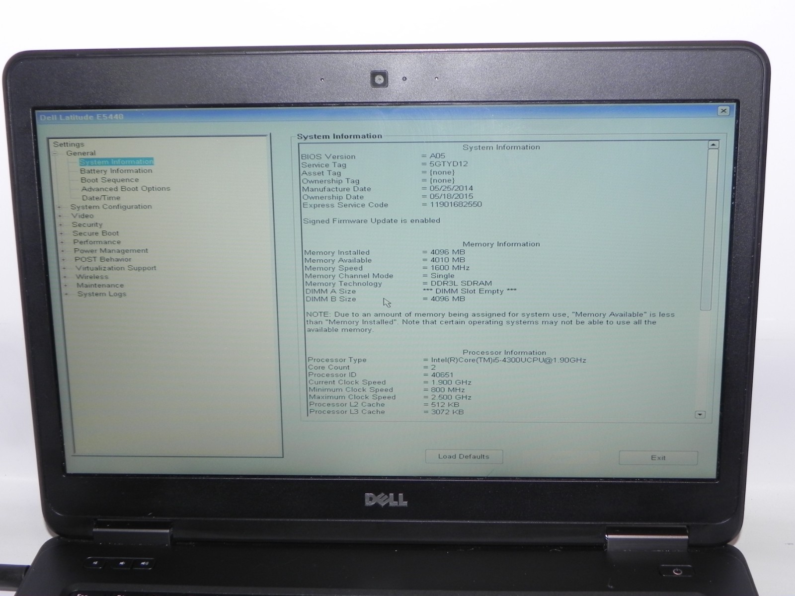 Dell Latitude E5440 14″ Intel i5-4300u 1.9GHz 4GB RAM – FOR PARTS OR REPAIR-