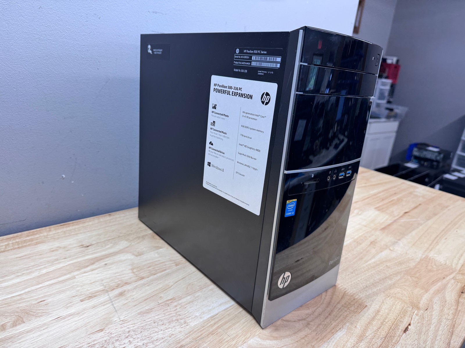 HP Pavilion 500 Desktop Computer Intel Core i3, 128GB SSD, 4GB RAM, W10