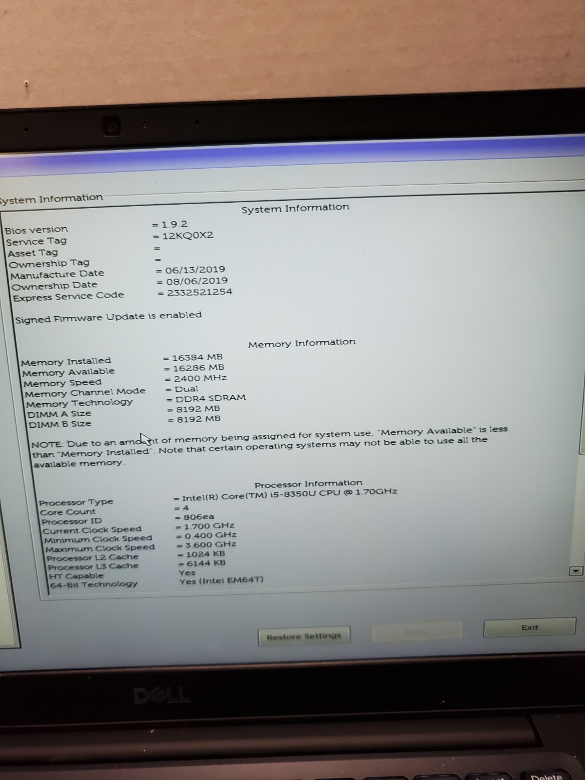 Dell Latitude 7490 14″ Laptop i5-8350U 1.70GHz 16GB RAM 256GB SSD Win11 #69