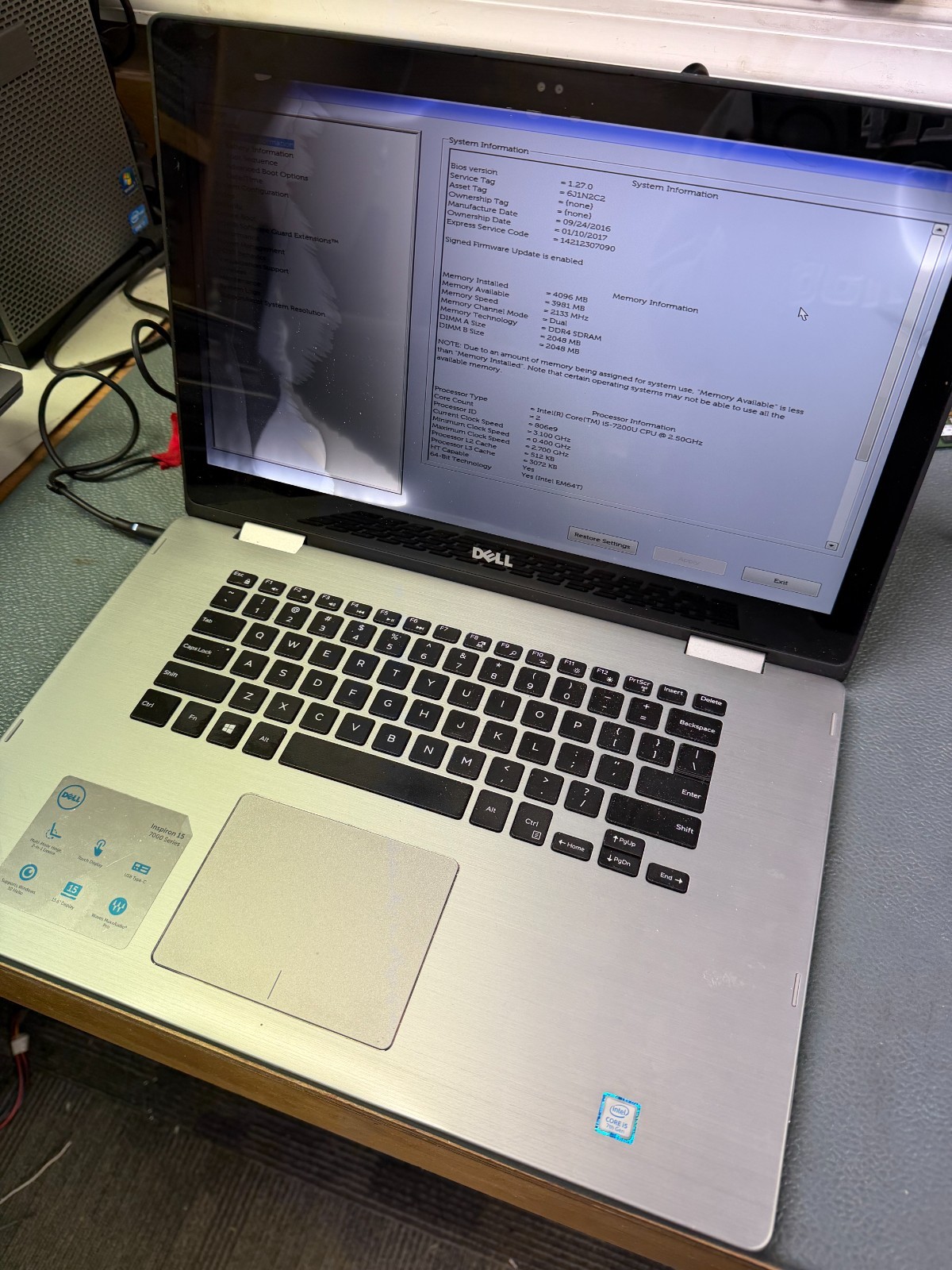 Dell Inspiron 15 7000 series AS IS intel core i7 model P58F