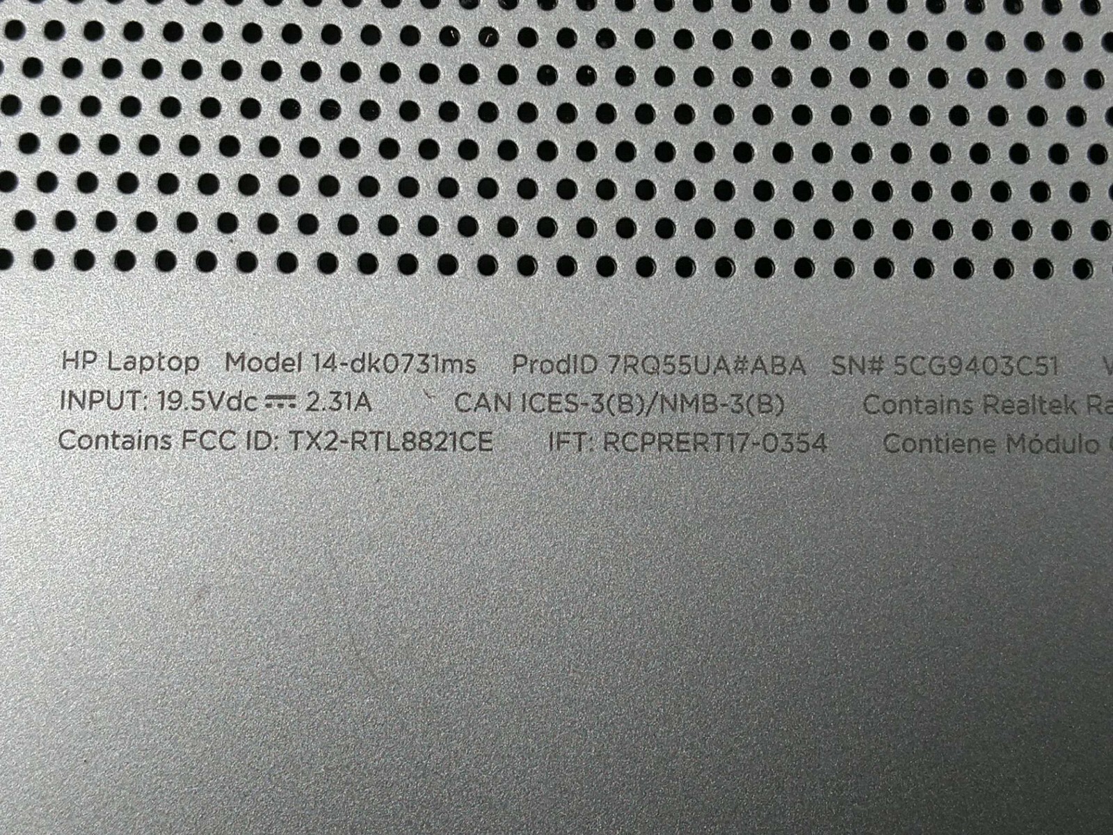 HP Laptop 14-dk0731ms Ryzen3 3200U 2.6GHz 8gb ram 128gb SSD charger 5CG9403C51