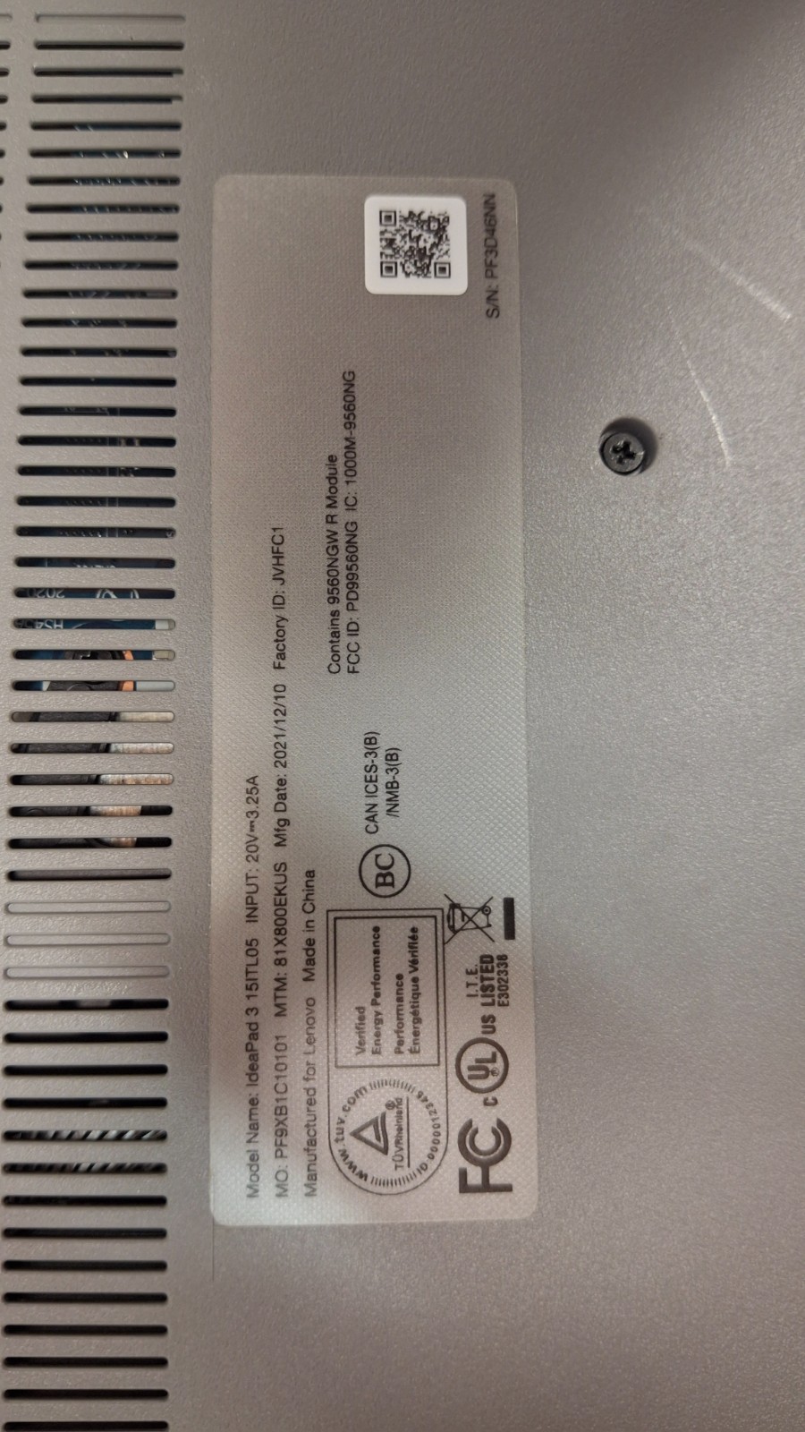 Lenovo IdeaPad 3 15.6″ (i3-1115G4, 8GB RAM) NO STORAGE/ NO PERIPHERALS