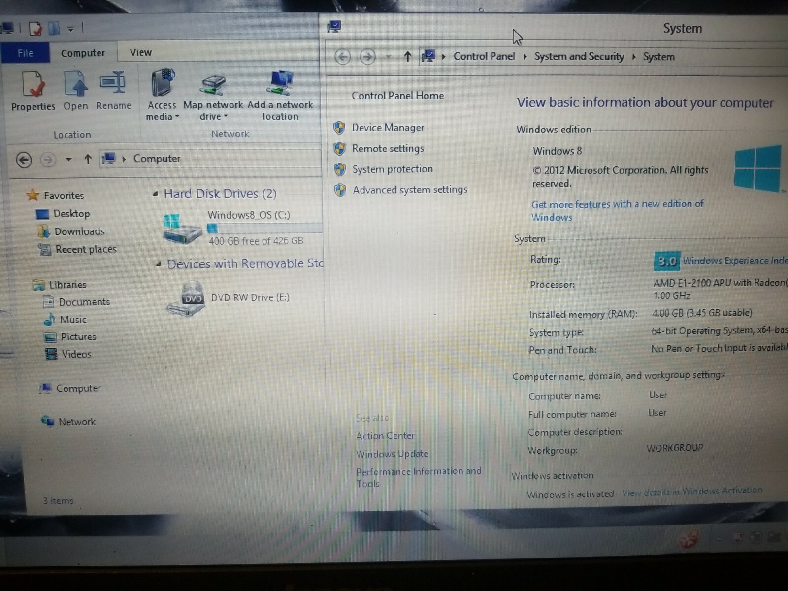 Lenovo G505-20240 AMD E1-2100 @ 1.0GHz, 4GB 500GB HDD WEBCAM UNTESTED NO RETURNS