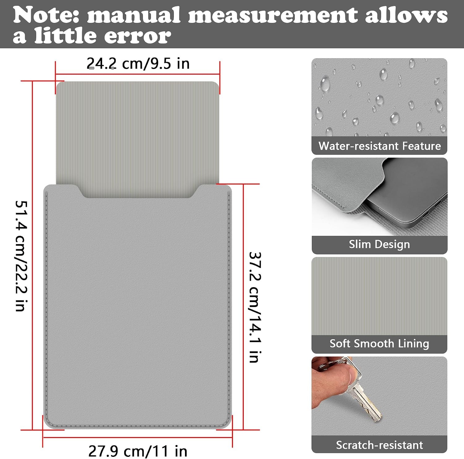 15-16″ Laptop Sleeve, PU Leather Laptop Case Compatible with MacBook Pro 16 2019