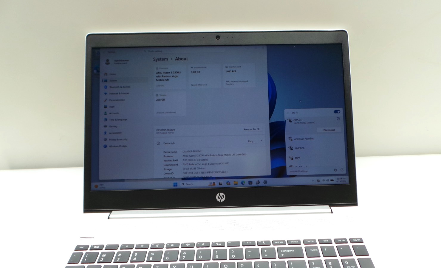 HP ProBook 455 G6 | 15.6″ | AMD Ryzen 5 2500U | 8GB RAM 256GB NVMe | WIN 11 PRO