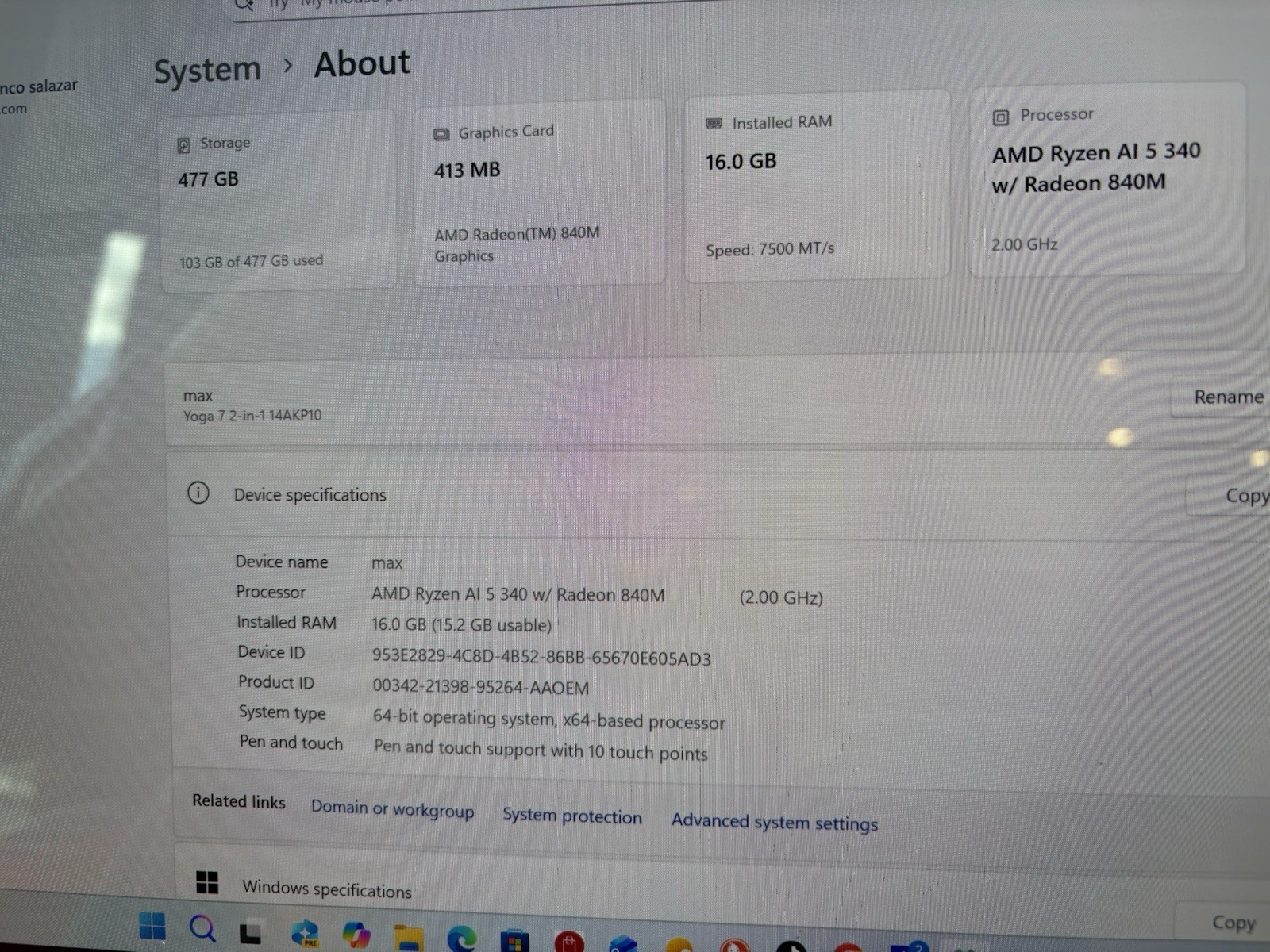Lenovo Yoga 7 2-in-1 14AKP10 14″ Touch Ryzen AI 5 340 16GB 477GB SSD W11