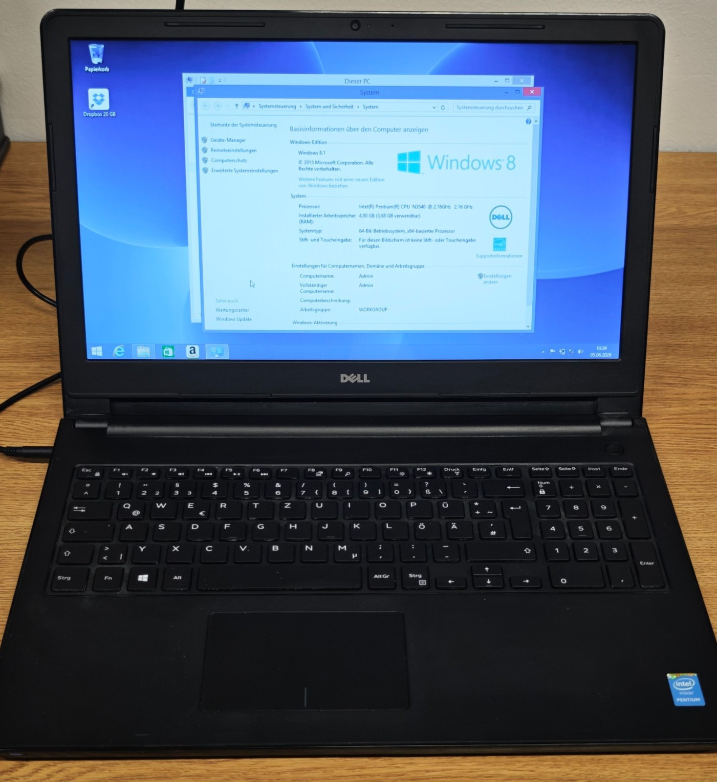 Laptop Dell Inspiron 15 – Intel Pentium N3540 – 4GB RAM – 500GB HDD