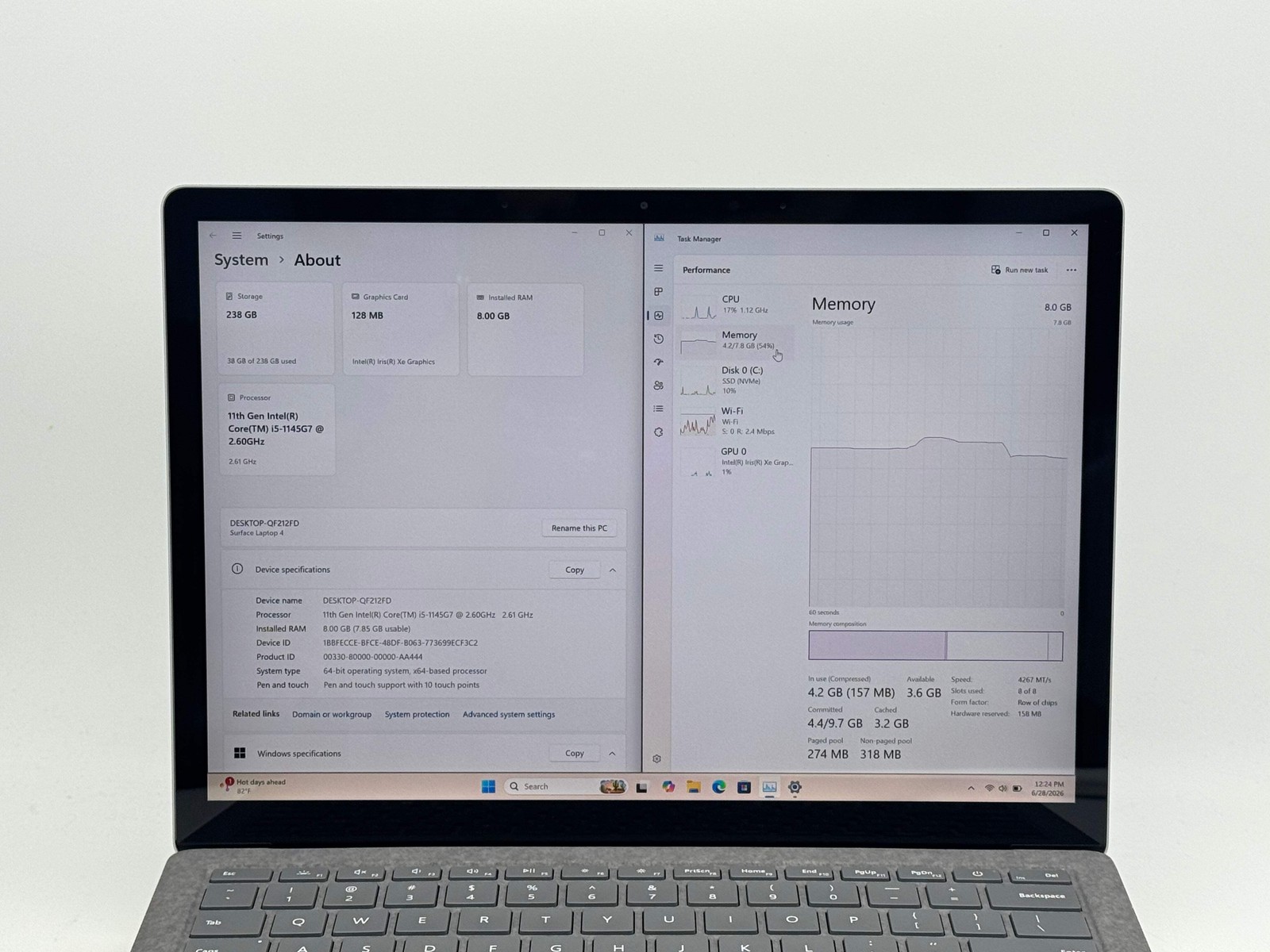 Microsoft Surface Laptop 4 Model 1950 i5-1145G7 8GB 256GB Touchscreen