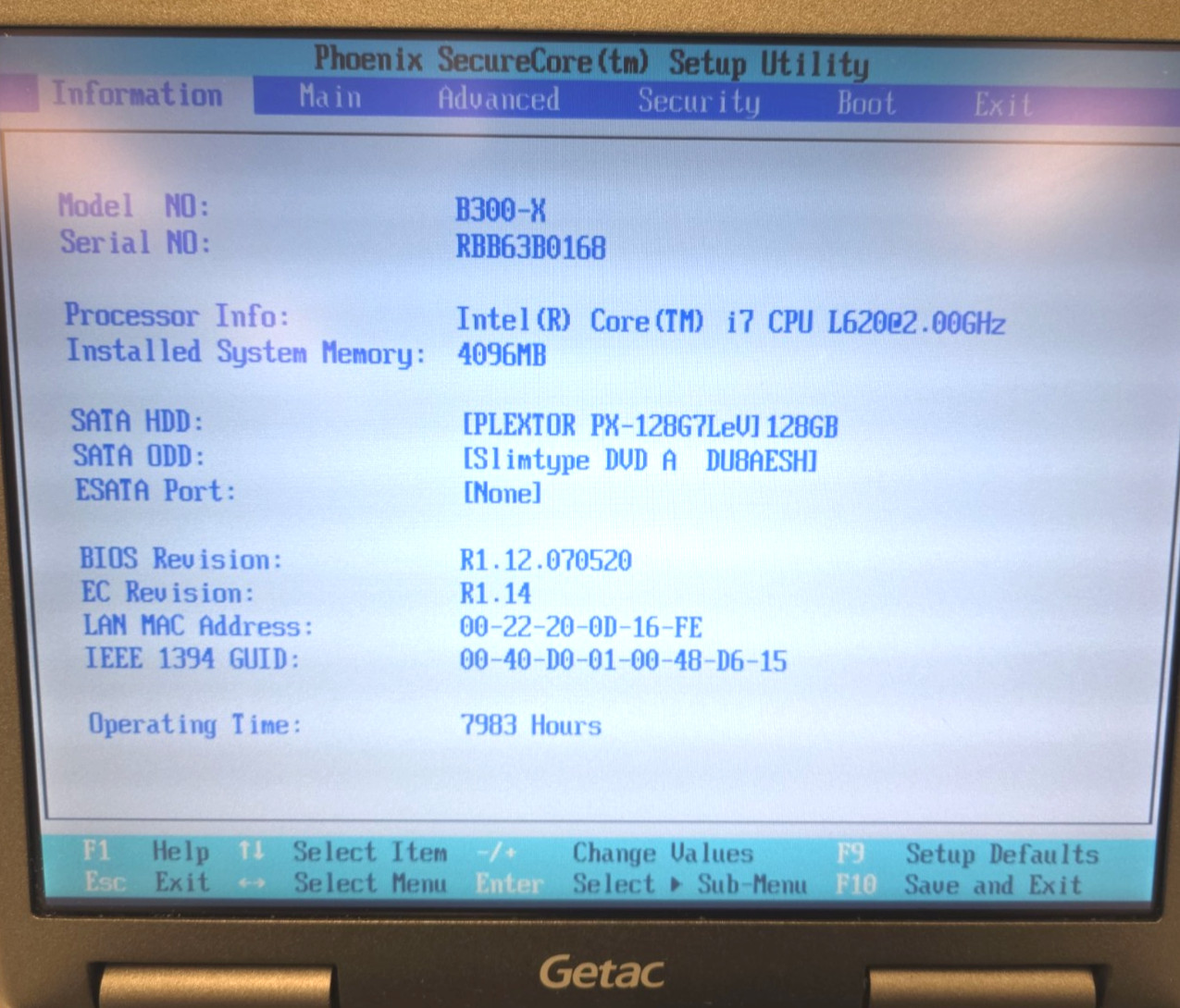 Acer B300 G1| Intel Core i7-L620| 4GB RAM| 128GB SSD| No OS| 7983 Hours