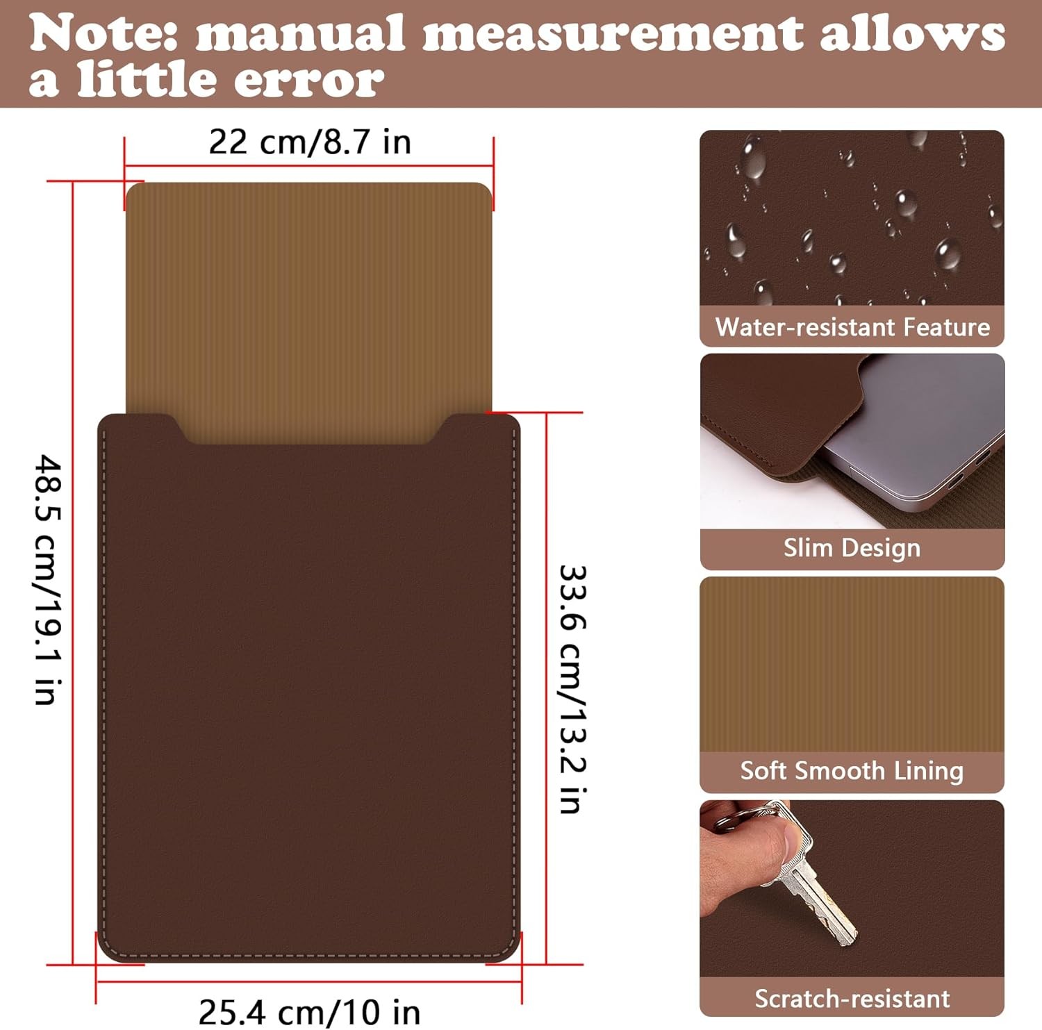 12-13.3″ Laptop Sleeve, PU Leather Laptop Case for MacBook Air 13 and Pro 13