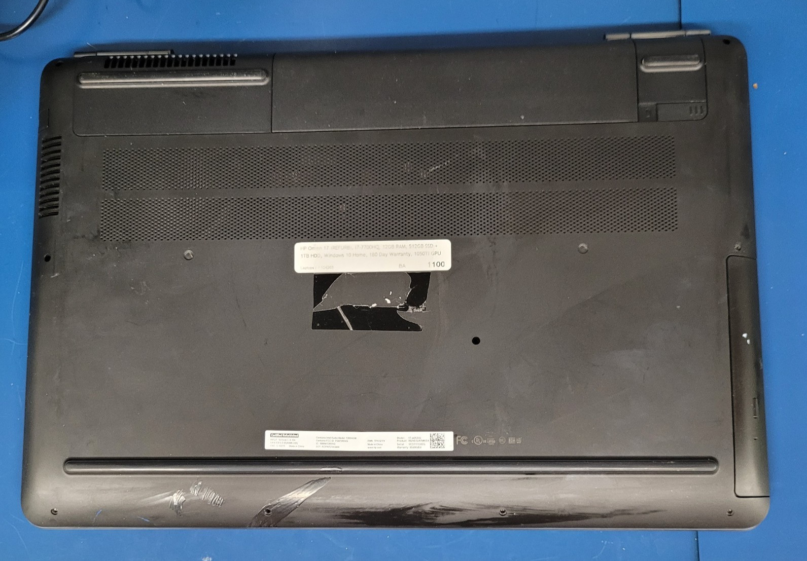 OMEN 17-w53dx Laptop — DOES NOT POWER ON — NO HDDS — 4 GB RAM FOR PARTS