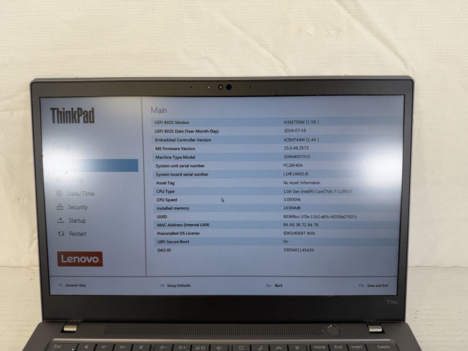 Lenovo ThinkPad T14s Gen 2 Laptop i7-1185G7 16GB 14 FHD 256GB NVMe Win 11 Pro