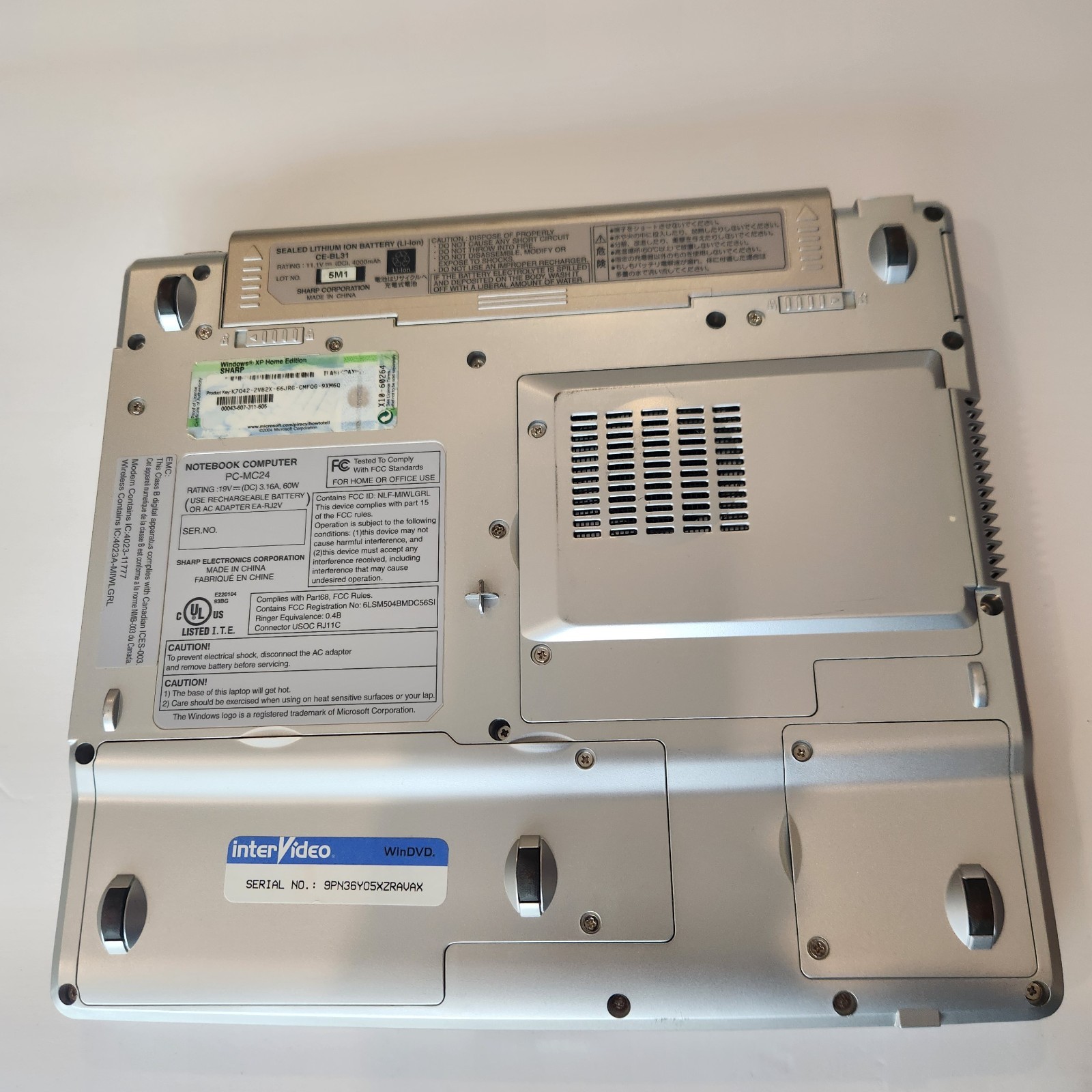 Vintage Sharp Notebook Actius PC-MC24 Win XP 12.1 LCD AMD Athlon Retro Classic