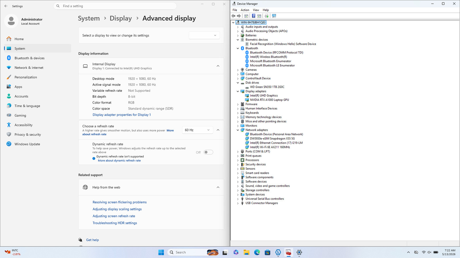 DELL Precision 7770 17″ FHD I7-12850HX 1TB 64GB W11P RTX A1000 5G GPS Warranty