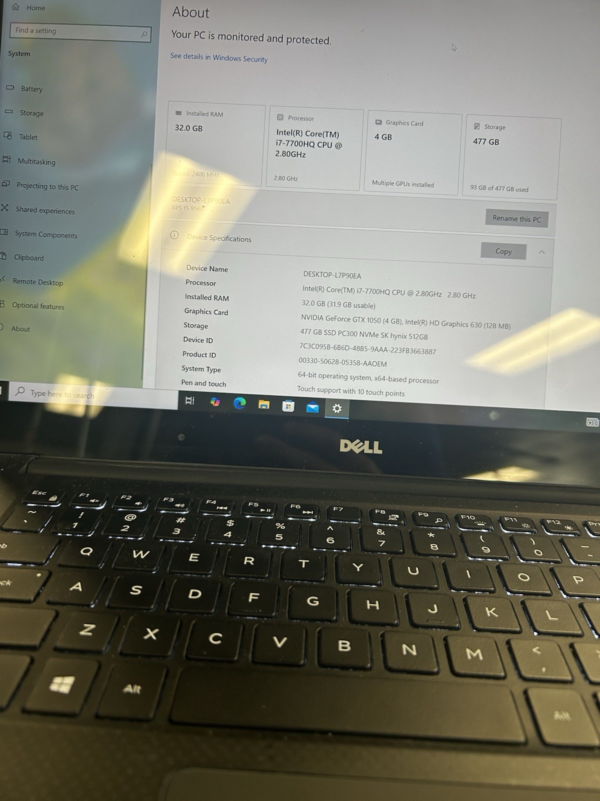DELL XPS P56F Laptop 4K TOUCHSCREEN I7-7700HQ 512GB RAM 1TB SSD W10