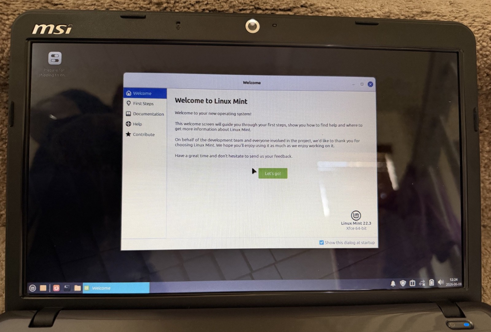 MSI Notebook Wind 12, AMD Neo MV-40, 2GB DDRII, 256GB HDD, Linux Mint XFCE