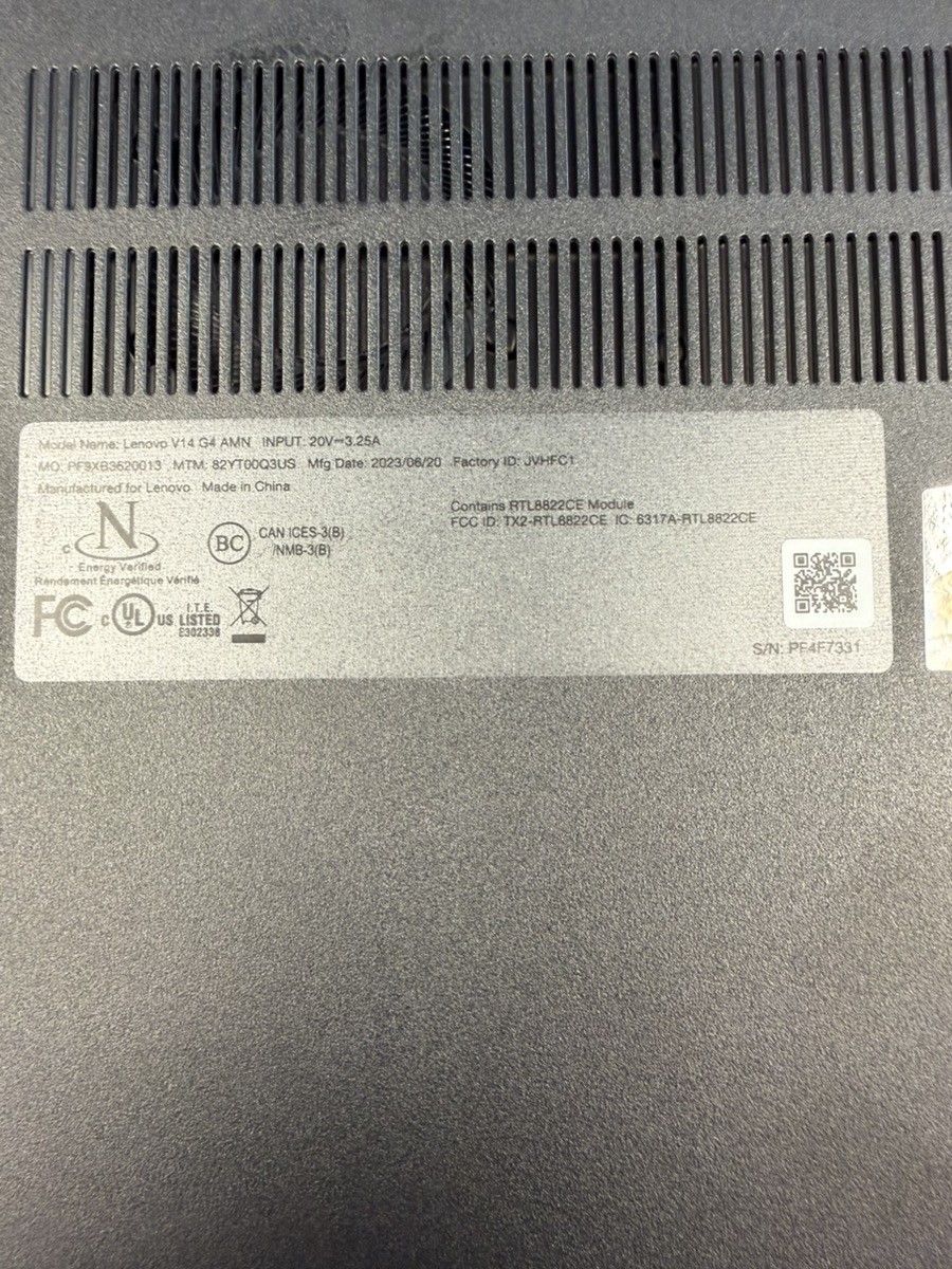 LENOVO V14 G4 AMN 8GB RAM, 256GB SSD, AMD 7520U, WINDOWS 11 PRO (C57006985)