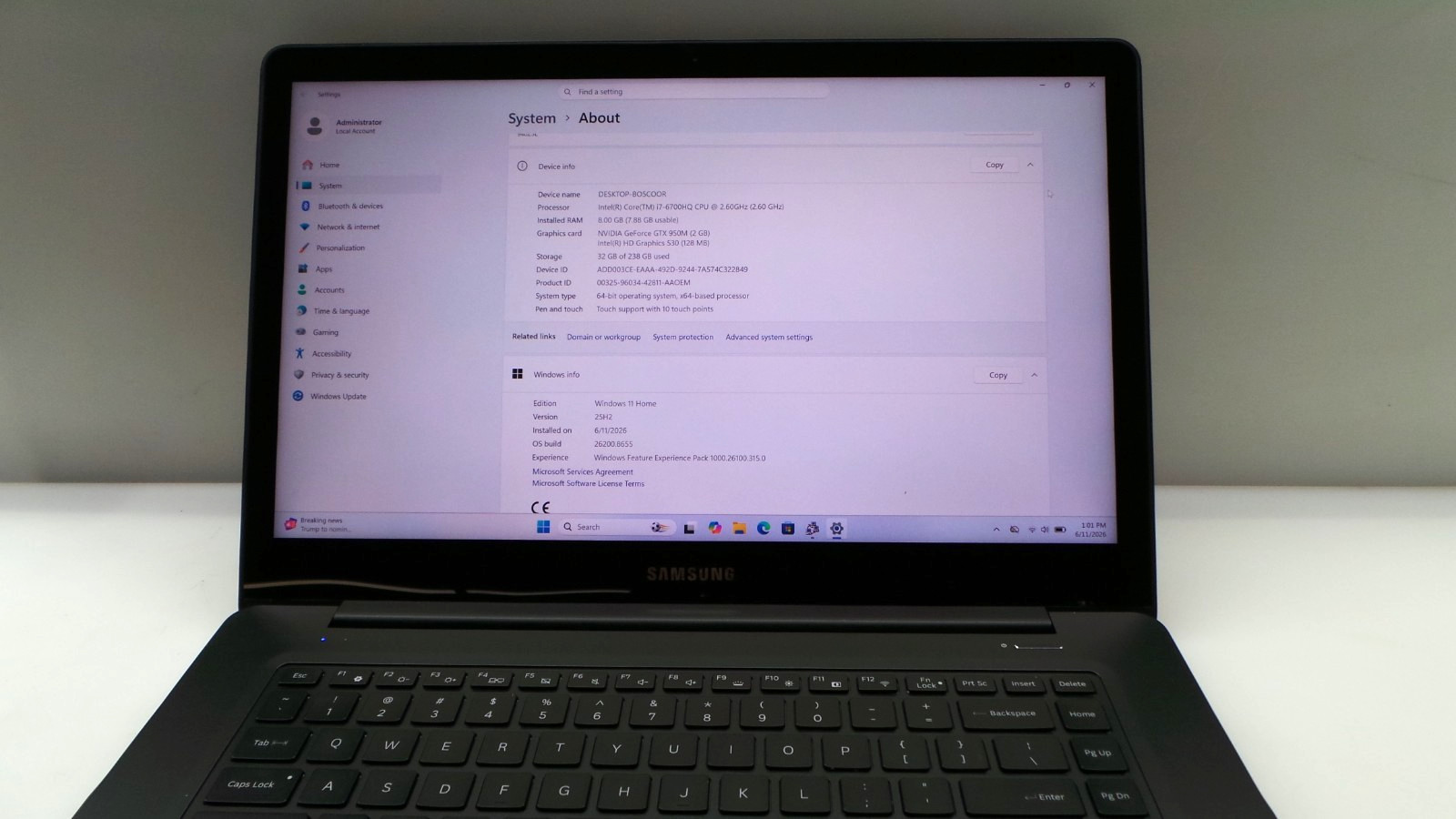 Samsung Notebook NP940Z5L | 15.6″ | i7-6700HQ | 8GB 256GB SSD | Touchscreen