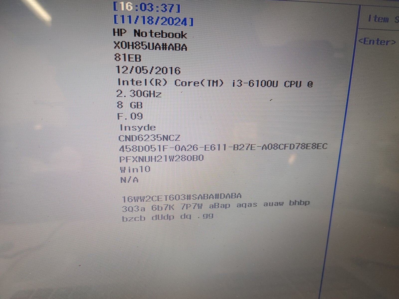 HP ProBook Core i3-6100U@ 2.30GHz, NO RAM ,NO HD ( Selling Motherboard )