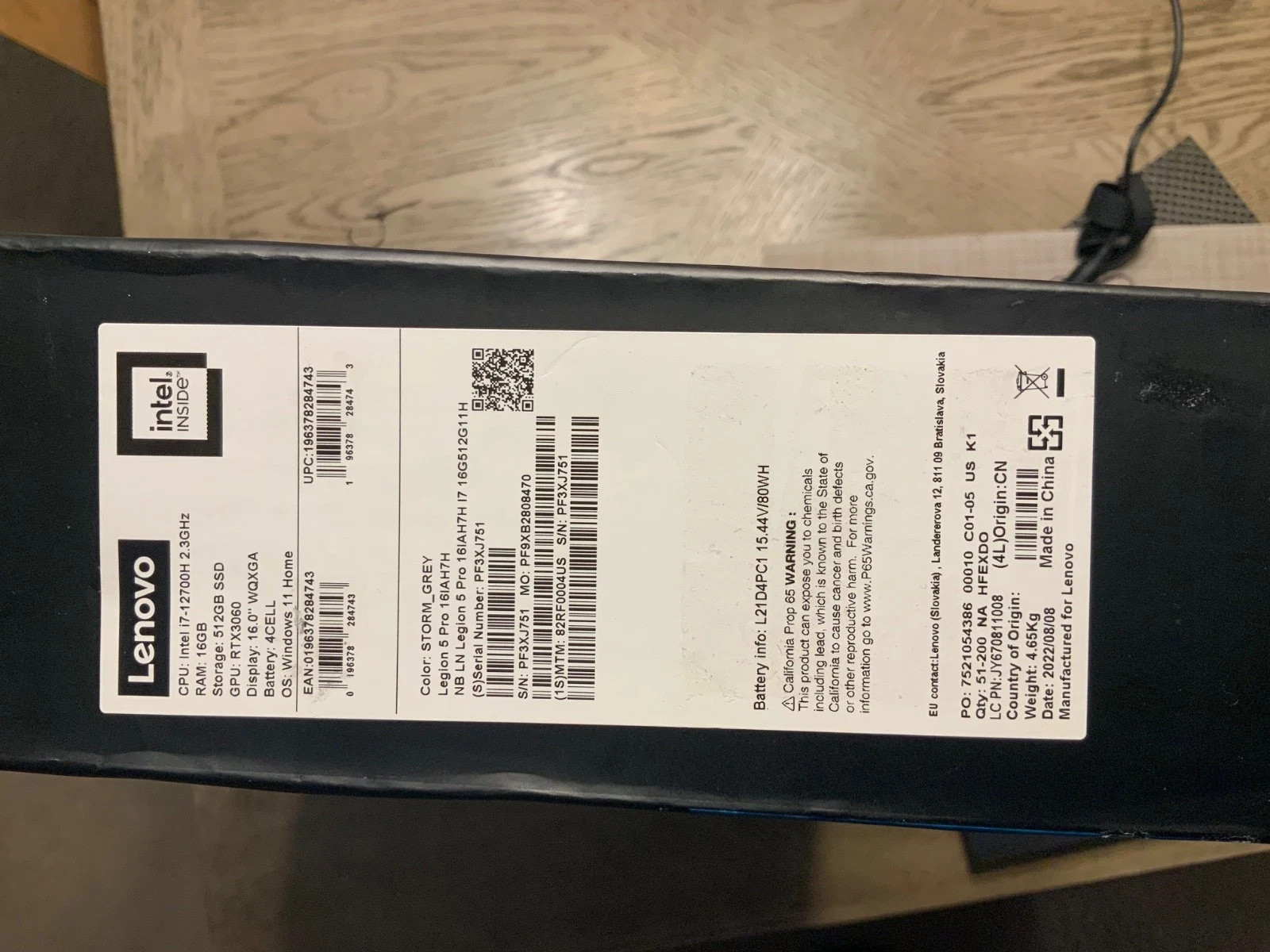 Lenovo Legion 5 Pro 16IAH7 16″ i7-12700H 2.3GHz 16GB RAM 512GB SSD (READ)