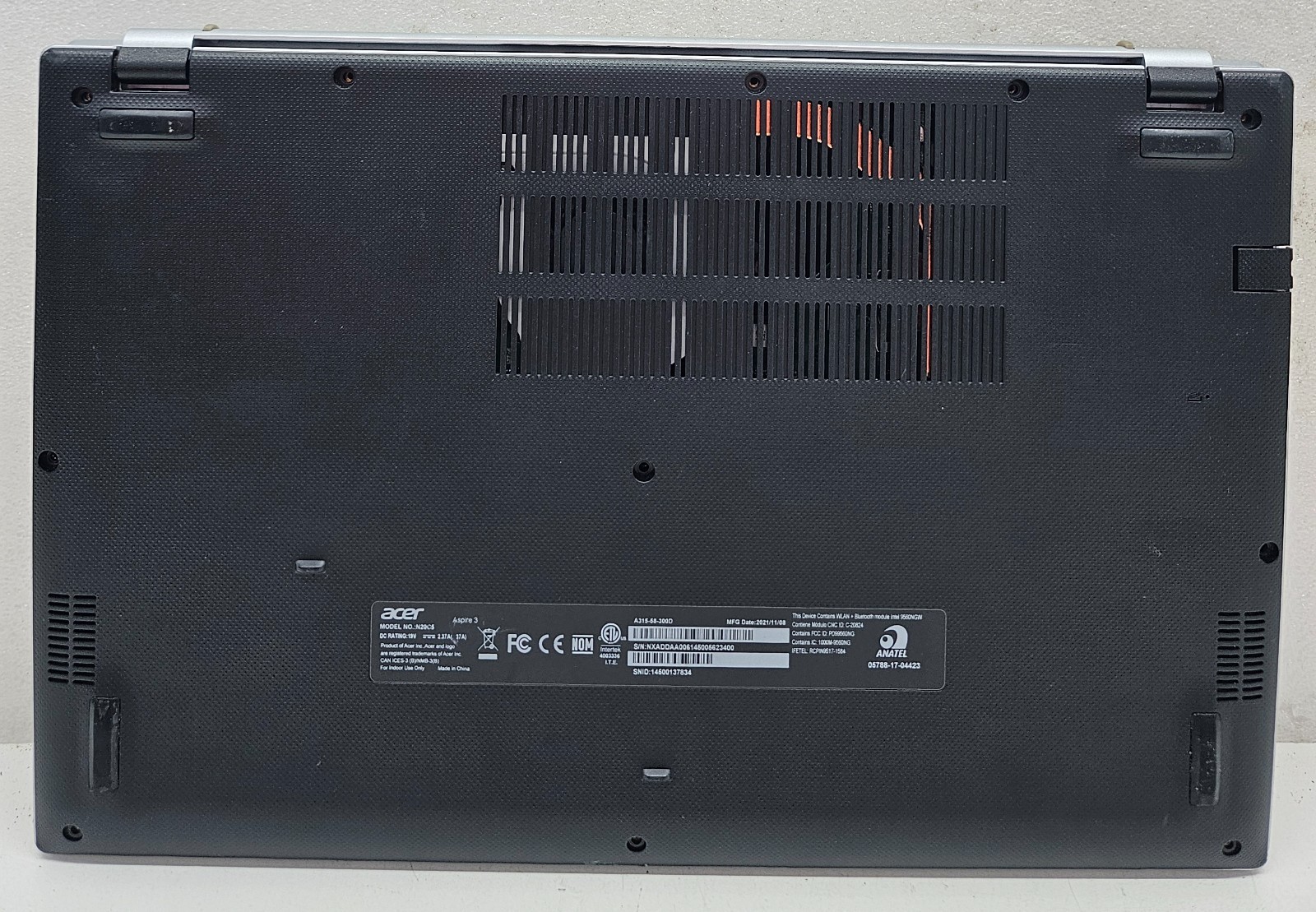Acer Aspire 3 A315-58-300D Laptop Intel Core i3-1115G4 8GB Ram NO HD/OS (FL)