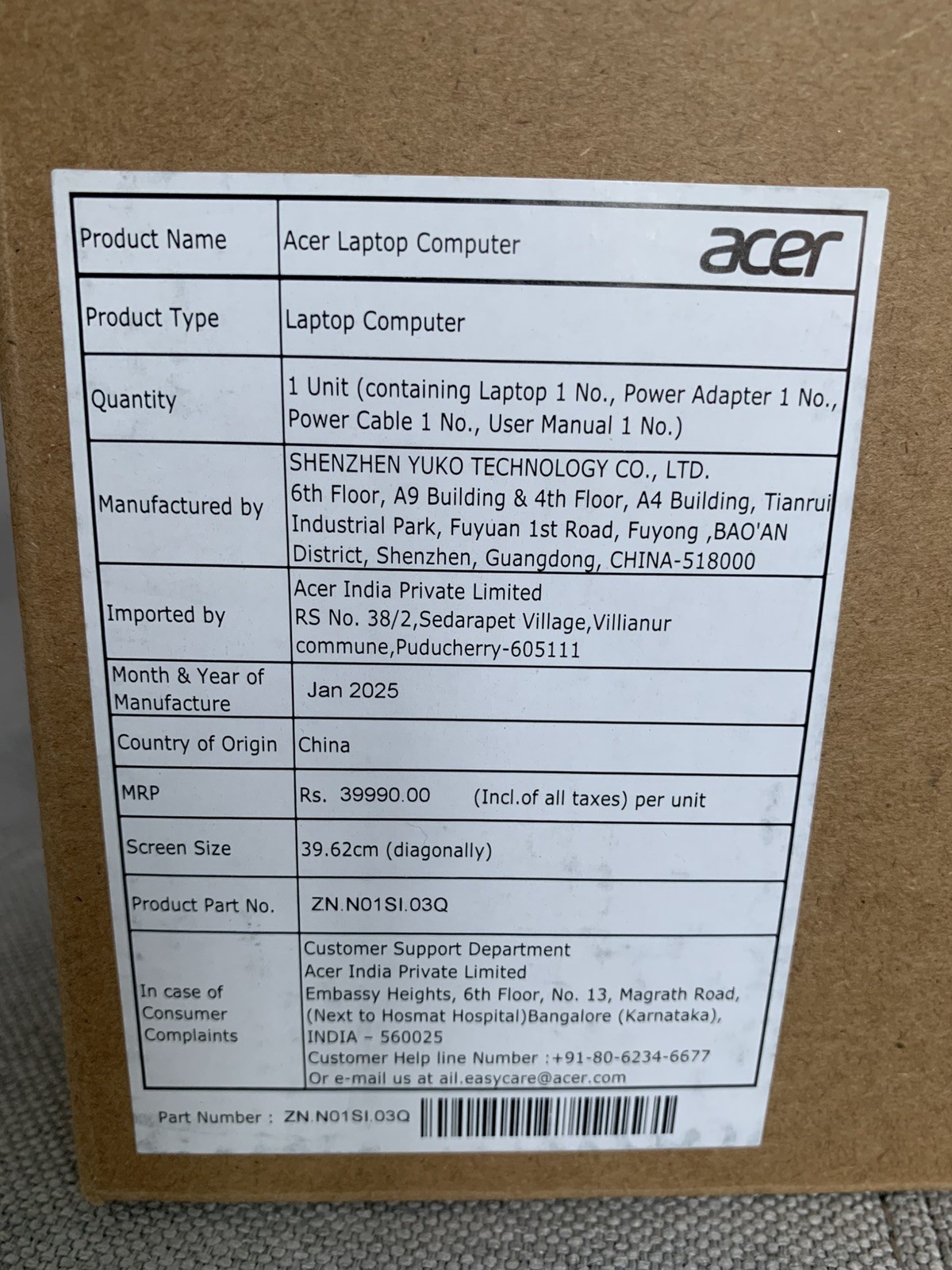 Acer Aspire 3 Laptop 15.6” Antiglare FHD Display 12GB RAM 256GB SSD Ryzen 3 New