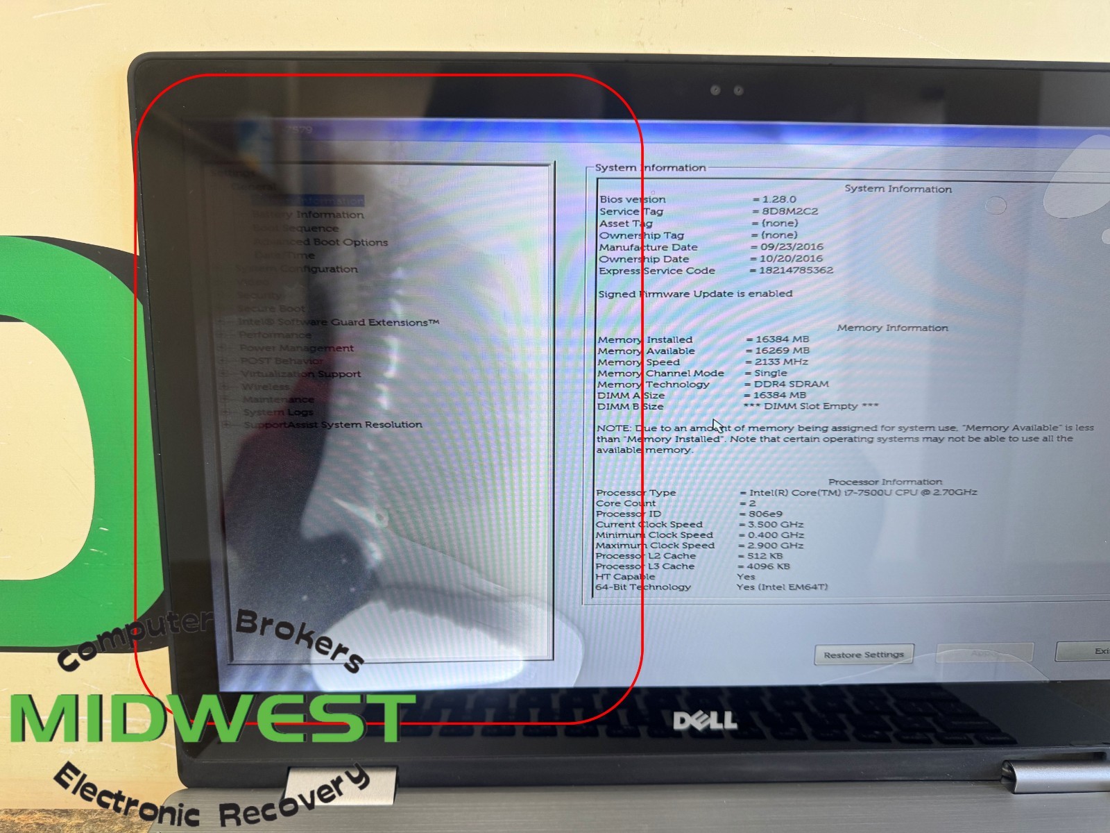Dell Inspiron 15 7579 i7-7500U 2.7GHz 16GB RAM (NO OS/HDD/SSD)