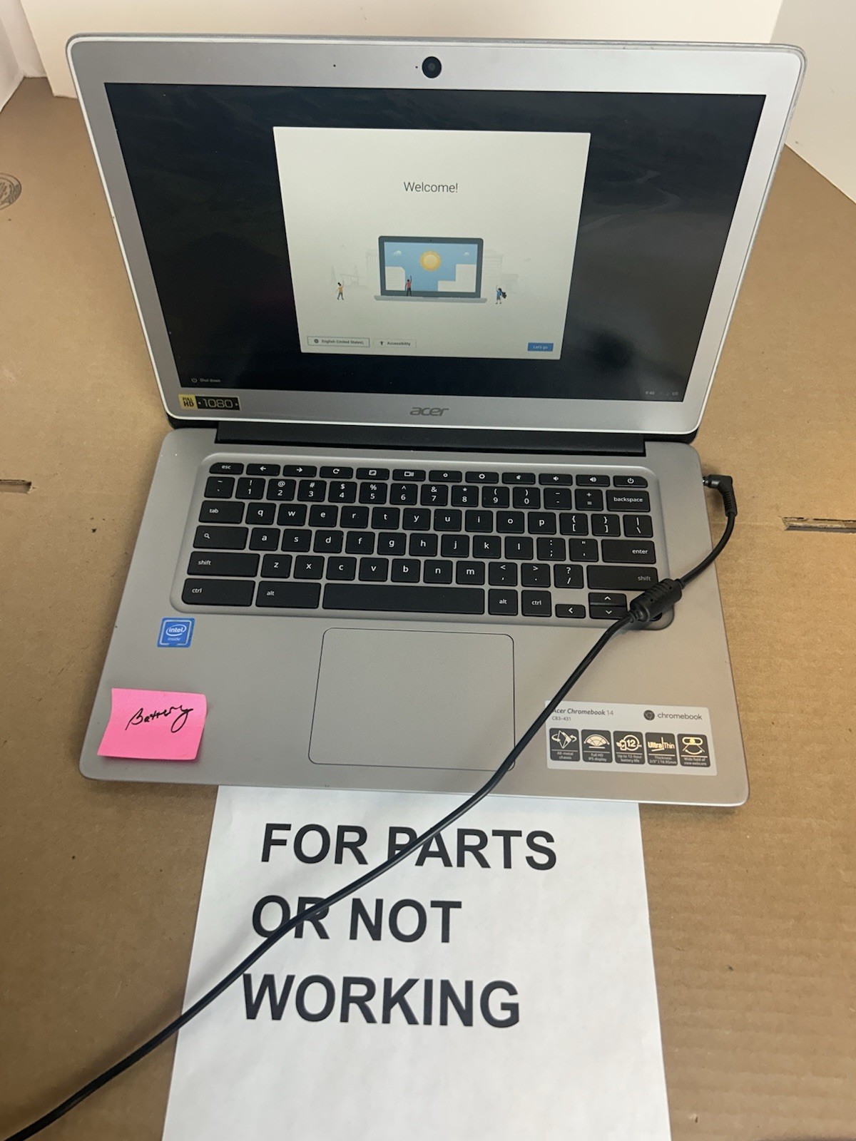 Acer Chromebook 14 Cb3-431 2017 Working w/ **BAD BATTERY / PARTS or Repair
