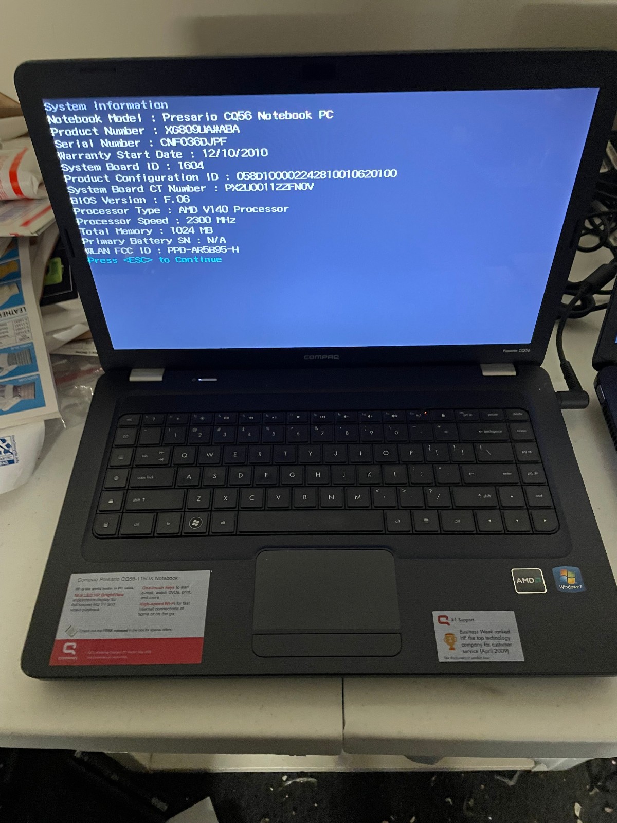 Lot of 2 COMPAQ Presario (1) CQ56 & (1) CQ57
