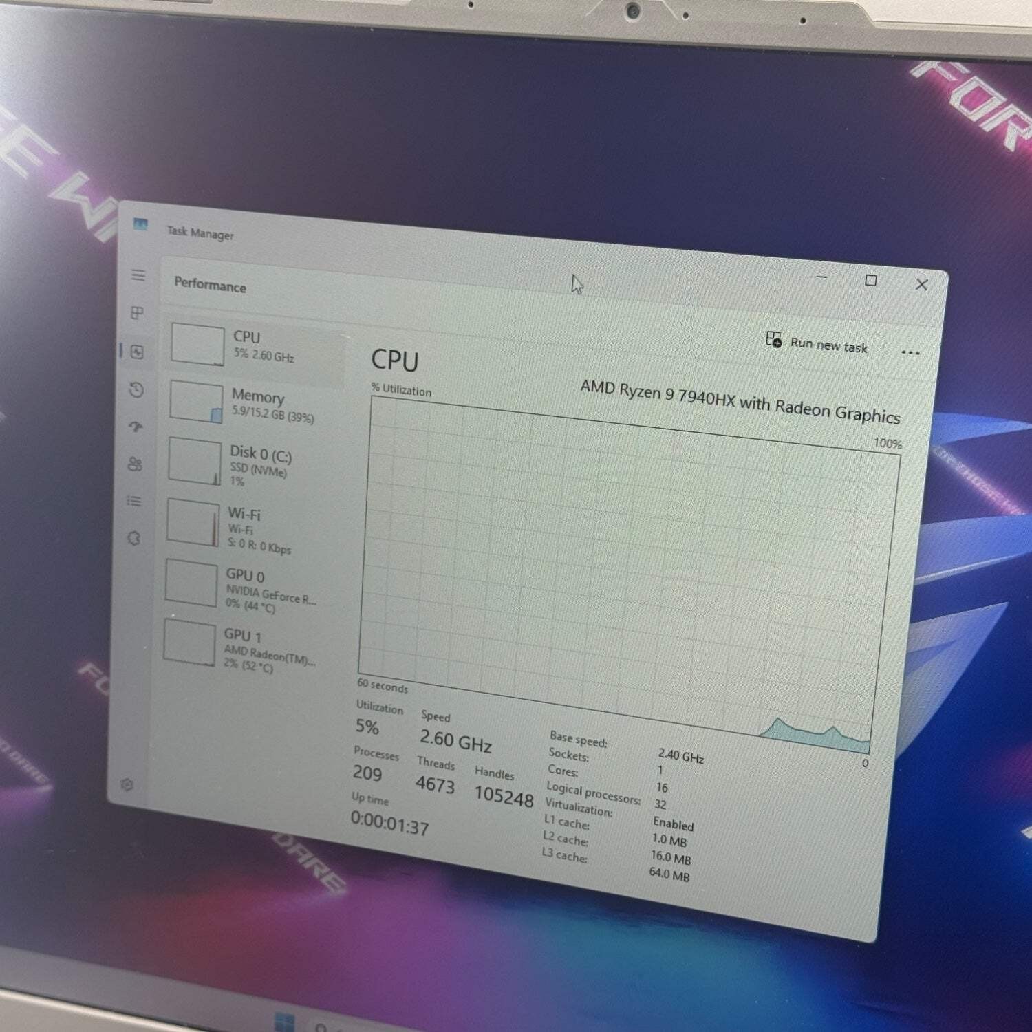 Broken Asus ROG Strix G713PU 17.3″ Ryzen 9 7940HX 16GB RAM 1TB SSD RTX 4050 READ
