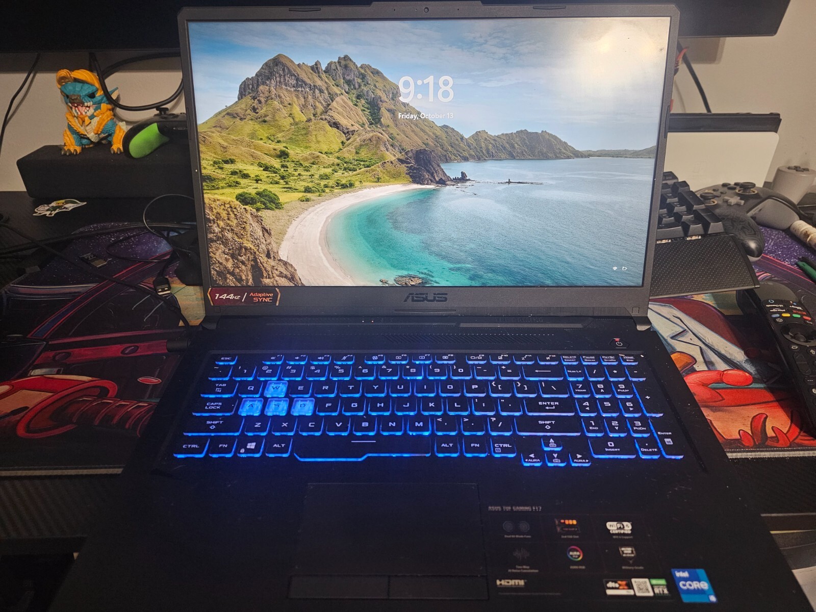 NASUS TUF Gaming F17, Gaming Laptop, 512GB/3Ghz, Item works amazing, NO CHARGER