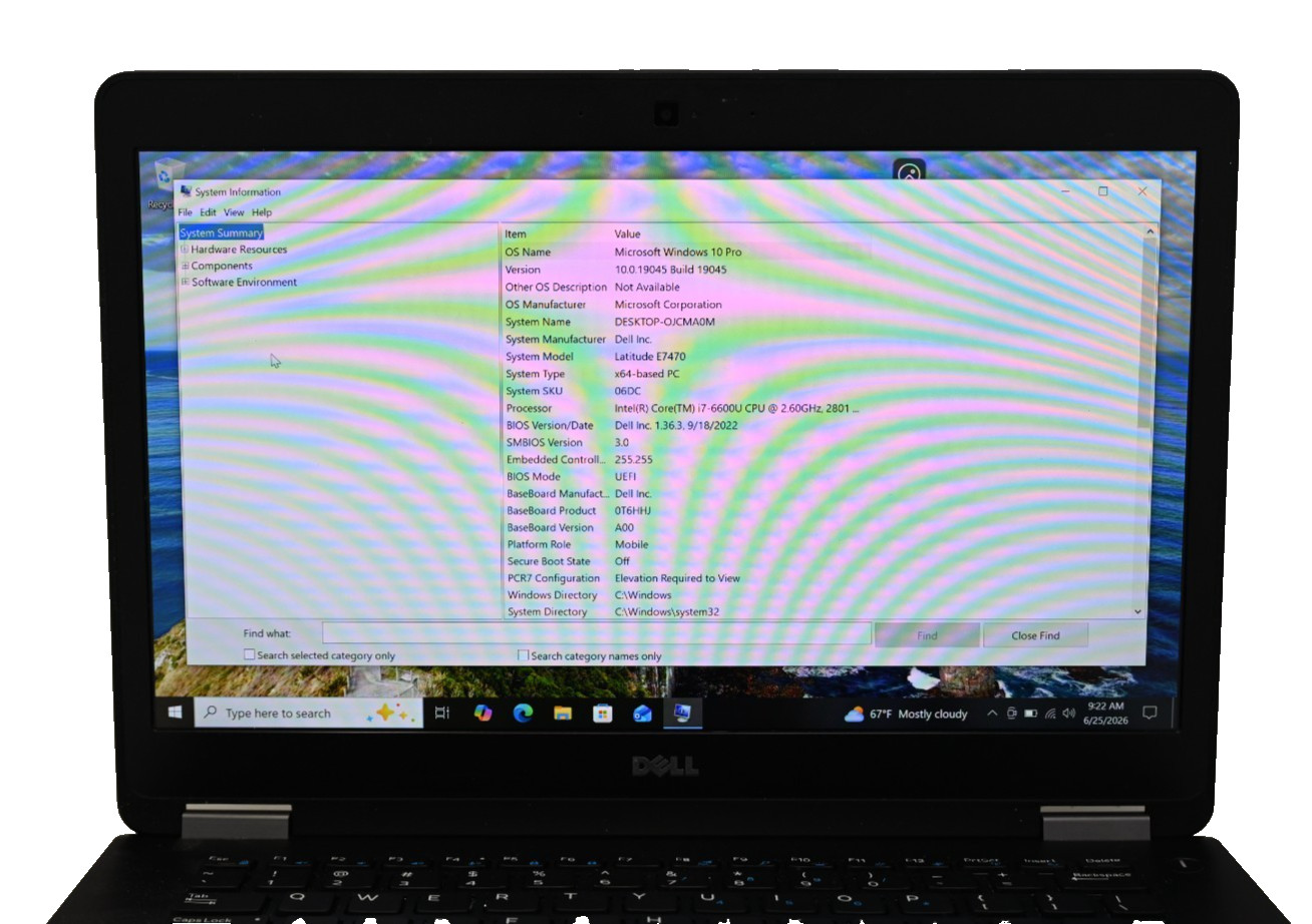 Dell Latitude E7470 i7-6600U 2.6GHz 16GB RAM 128GB SSD – Windows 10 Pro