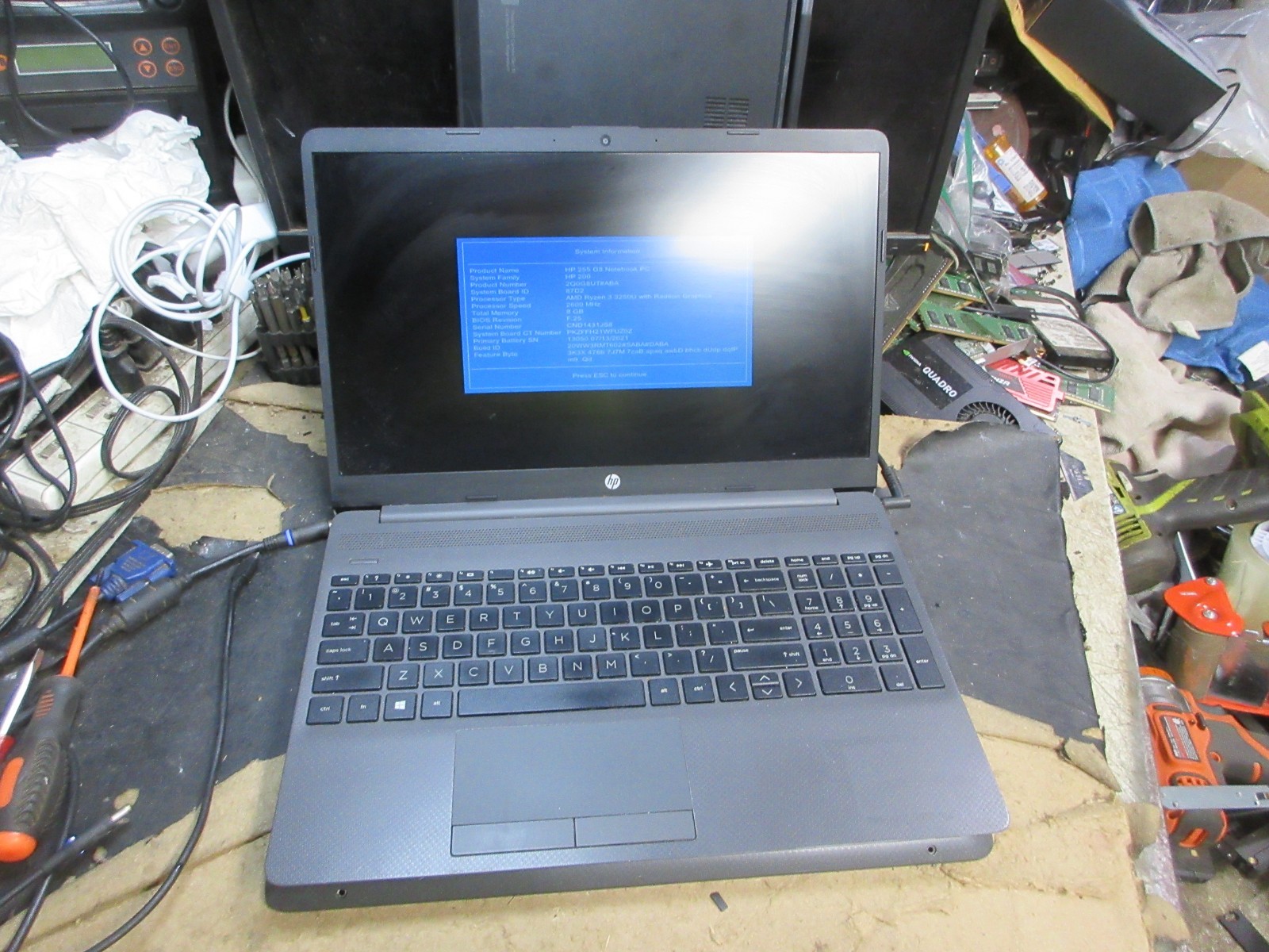 HP 255 G8 15.6″ LAPTOP AMD RYZEN 3 3250U 2.6GHZ 4GB RAM NO SSD No OS