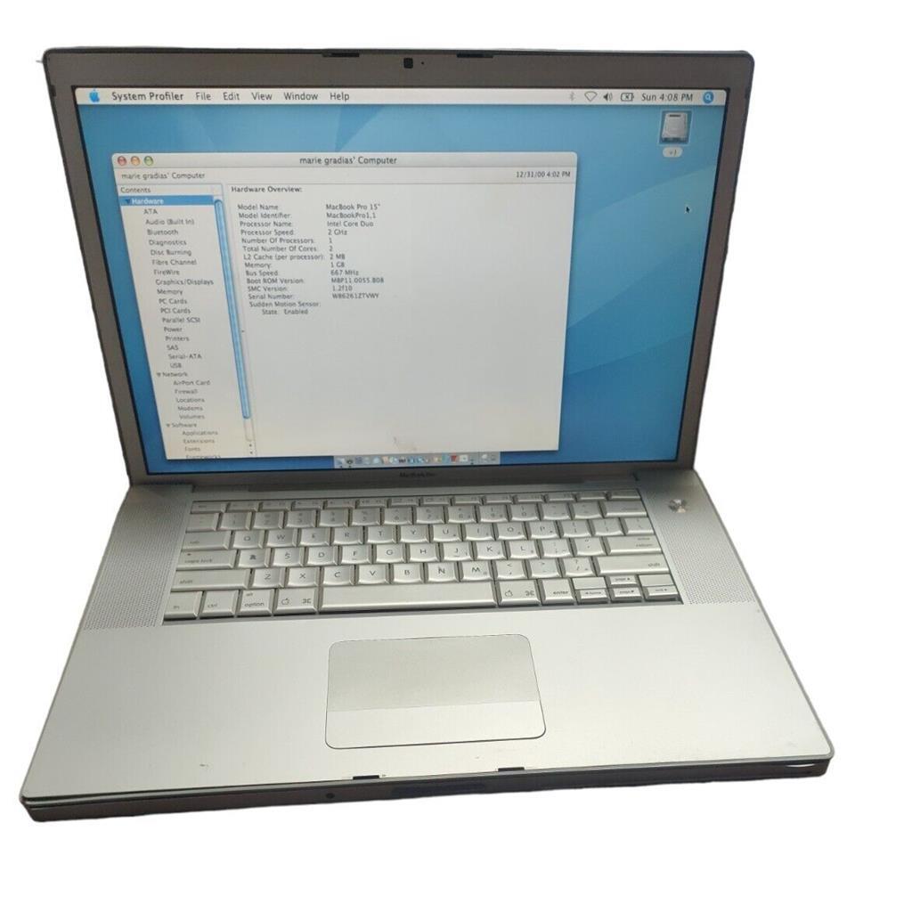 APPLE MacBook PRO A1150 -15″ Intel Core Duo 1GB Ram 80GB HDD