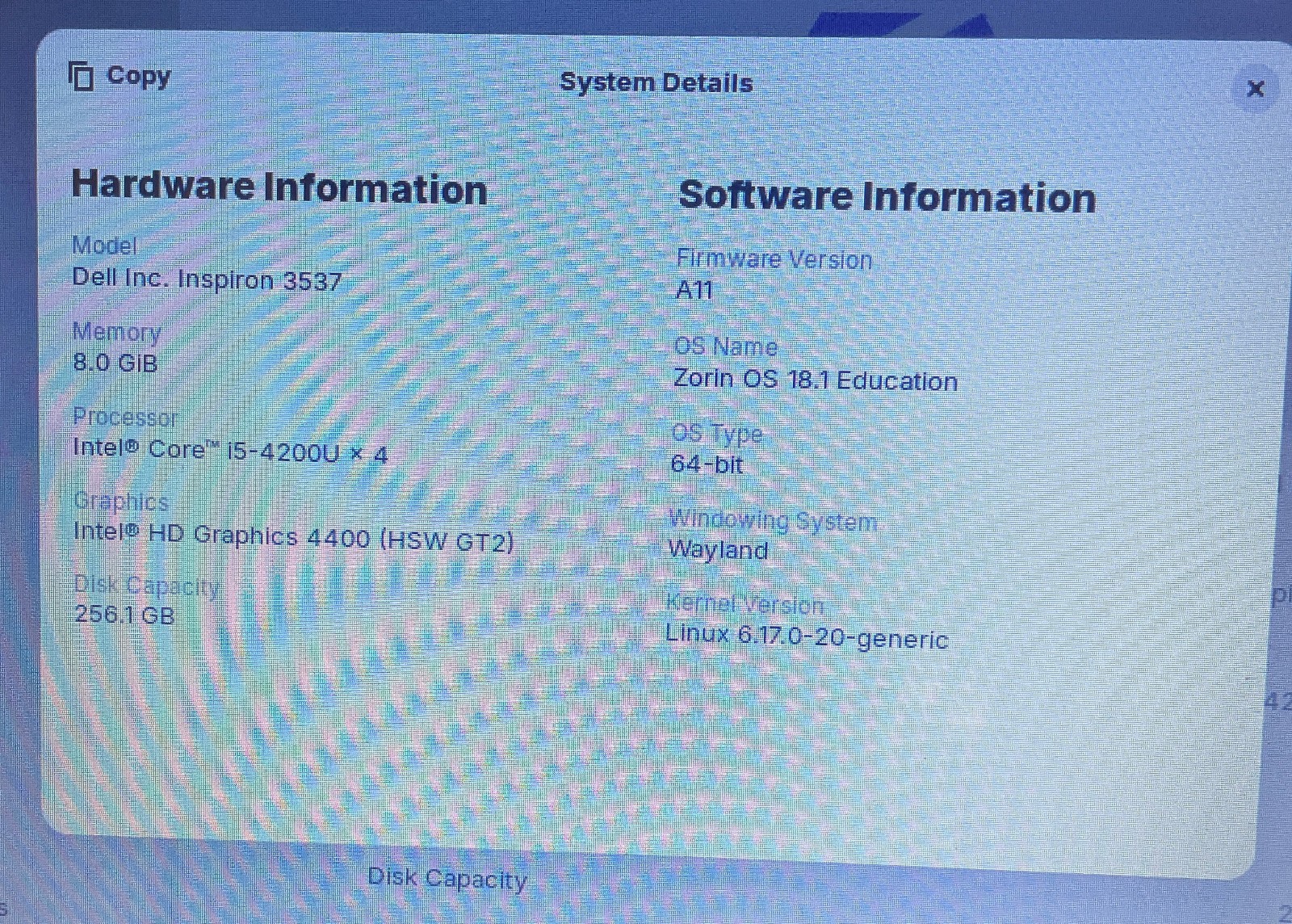 DELL INSPIRON 15-3537 Laptop 15″ i5 256gb+1tb Linux Zorin 18-extras-19