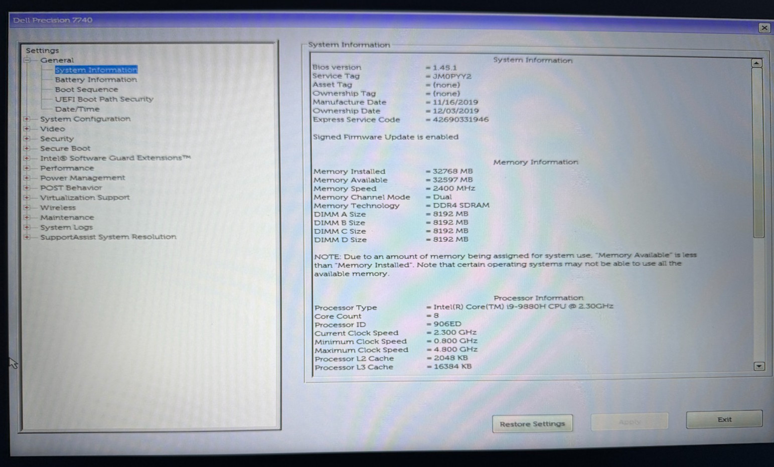 DELL PRECISION 7740 17.3″ i9 32GB (2)512GB NVIDIA QUADRO RTX 3000 6GB WIN 11 PRO