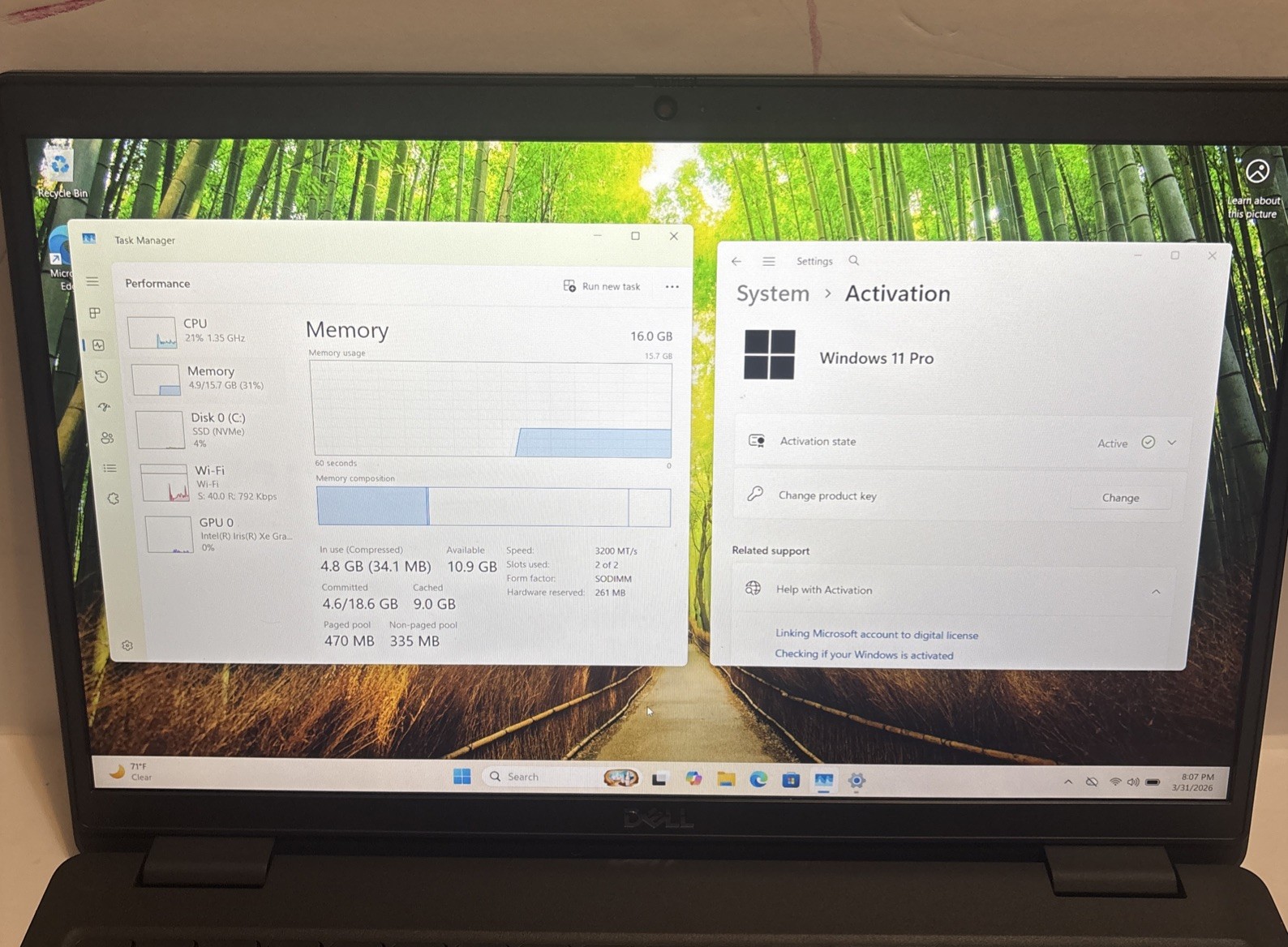 Dell Latitude 3520, i5-11th Gen, Iris XE, 16GB RAM, 256GB M.2, Win11 Pro
