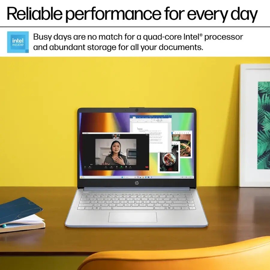 HP 14″ HD Laptop computer，Up To 3.6GHz，Intel Processor N150，Up To 16GB RAM 384GB