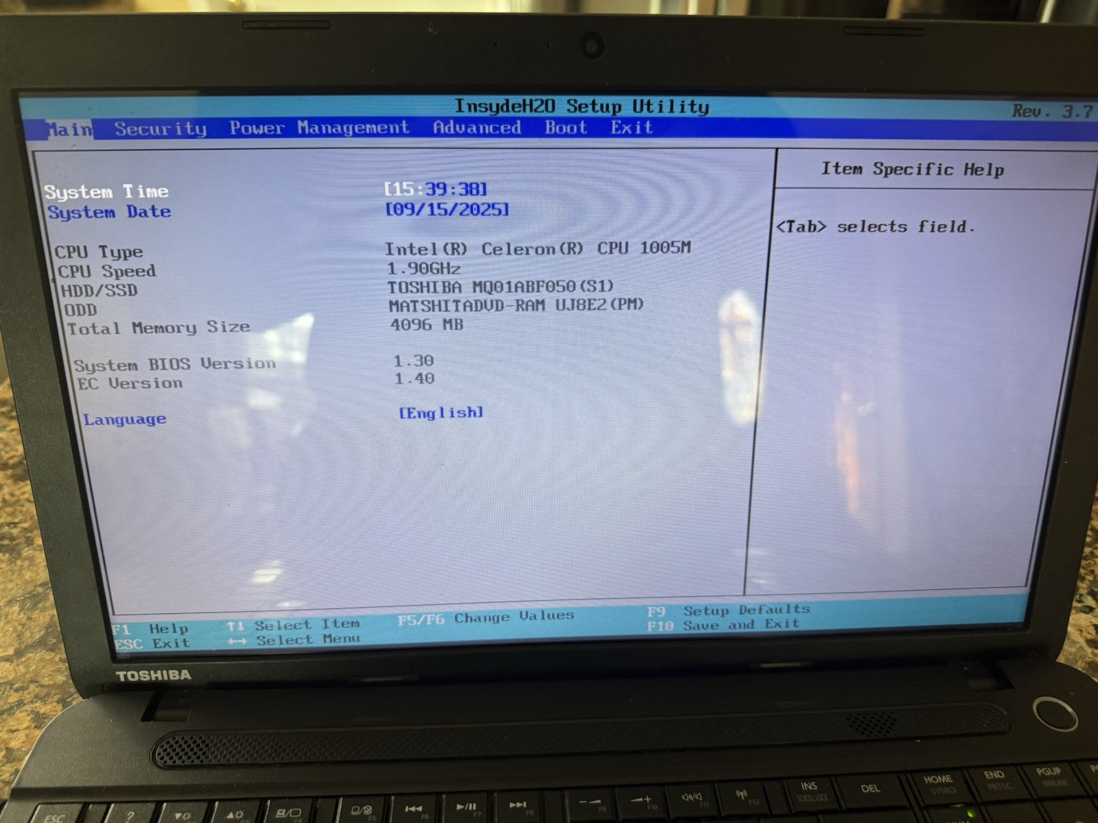 Toshiba Satellite C50-A Intel Celeron 1005M 1.90GHz 4GB RAM 500GB HDD (No OS)
