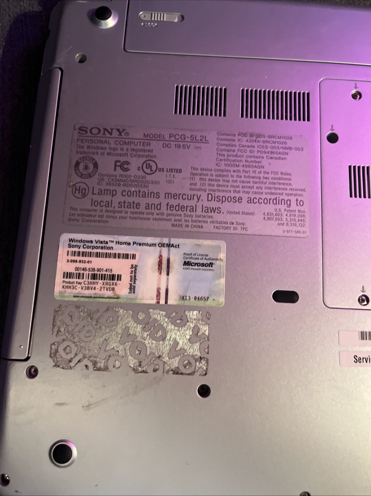 Vintage Sony Vaio PCG-5L2L Windows 10 Core 2 Duo, 4GB RAM, Tested Works