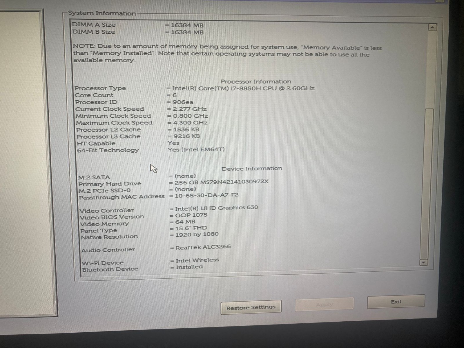 Dell Precision 5530 i7-2.6GHz 32GB 256GB SSD P1000 4GB GDDR Win11