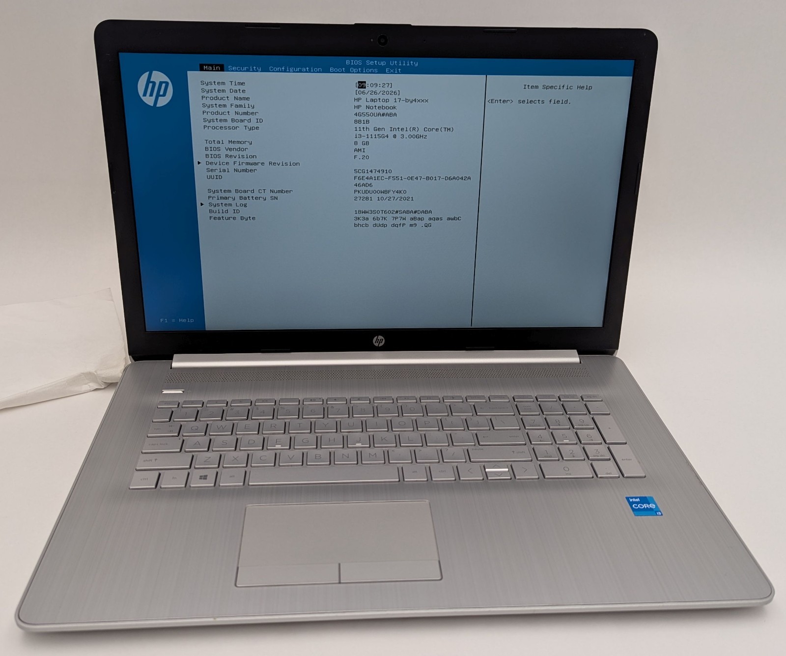 Incomplete HP 17-by4022wm 17.3″ Laptop i3-1115G4 3.00GHz 8GB RAM *KEYBOARD ISSUE