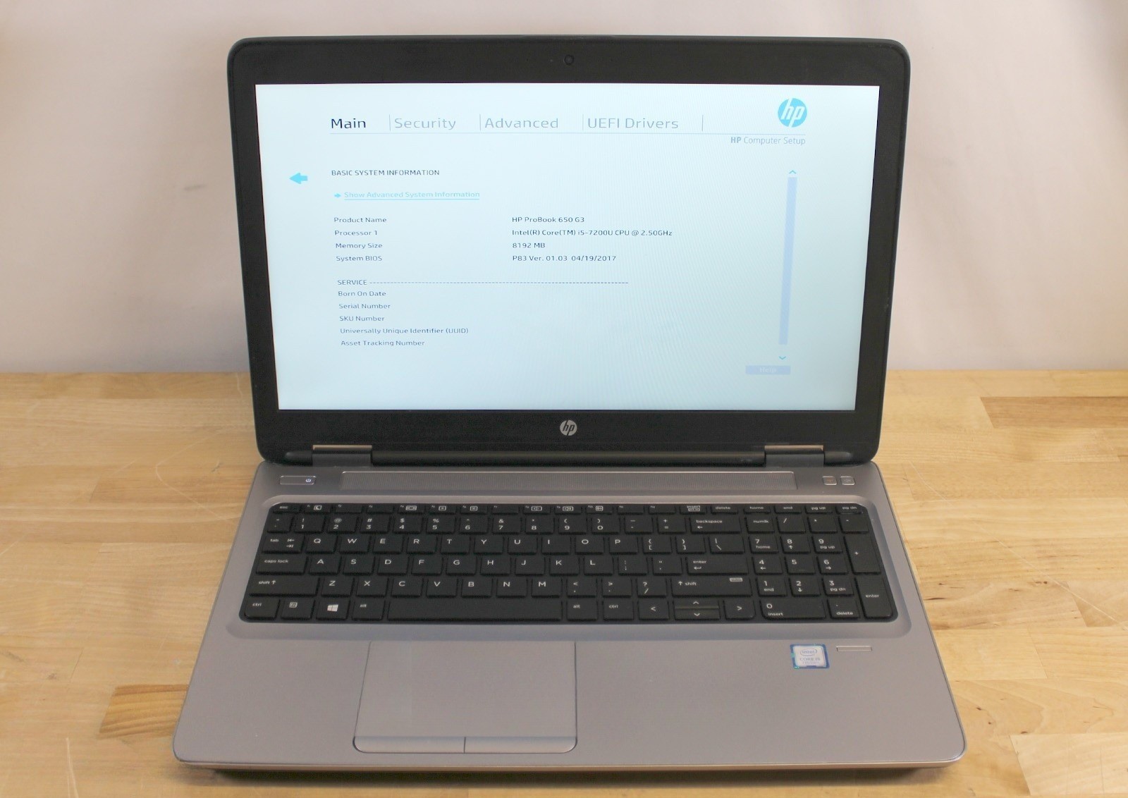 HP ProBook 650 G3 i5-7200U 2.50GHz 8GB RAM No Drives
