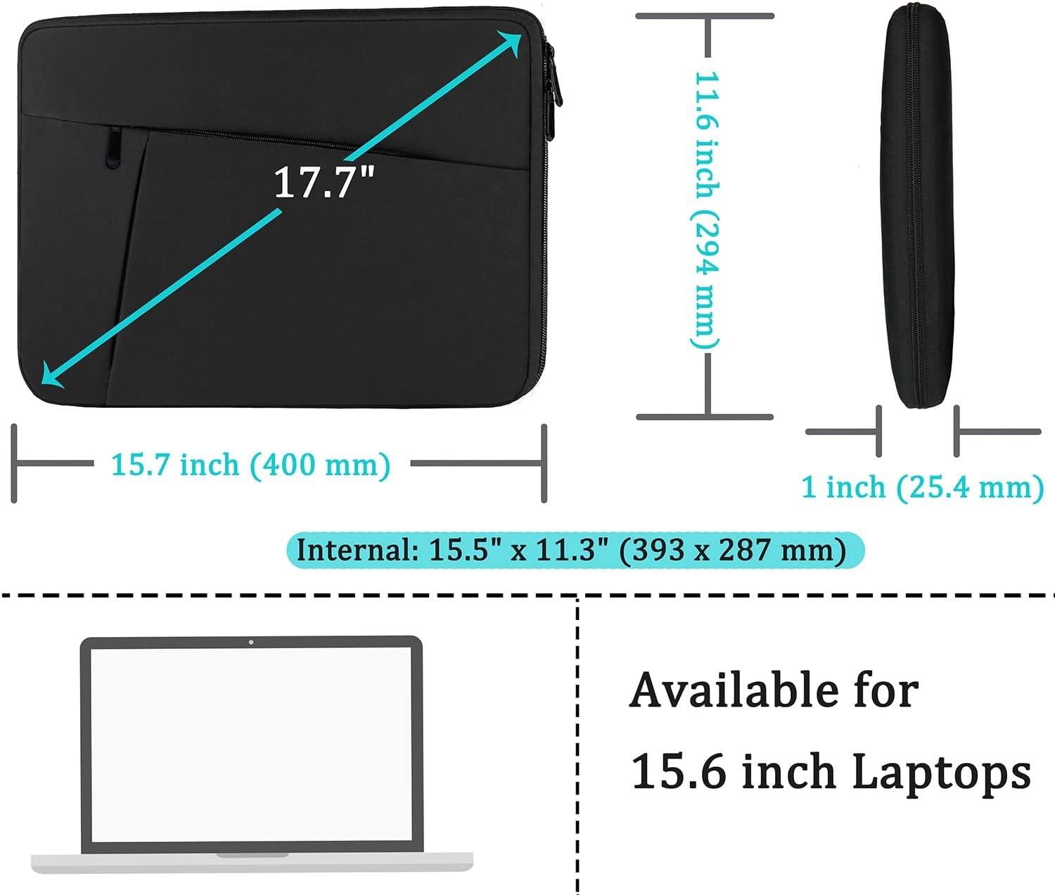 Laptop Case Sleeve 15.6 inch, Durable Shockproof Protective Computer Cover Bag