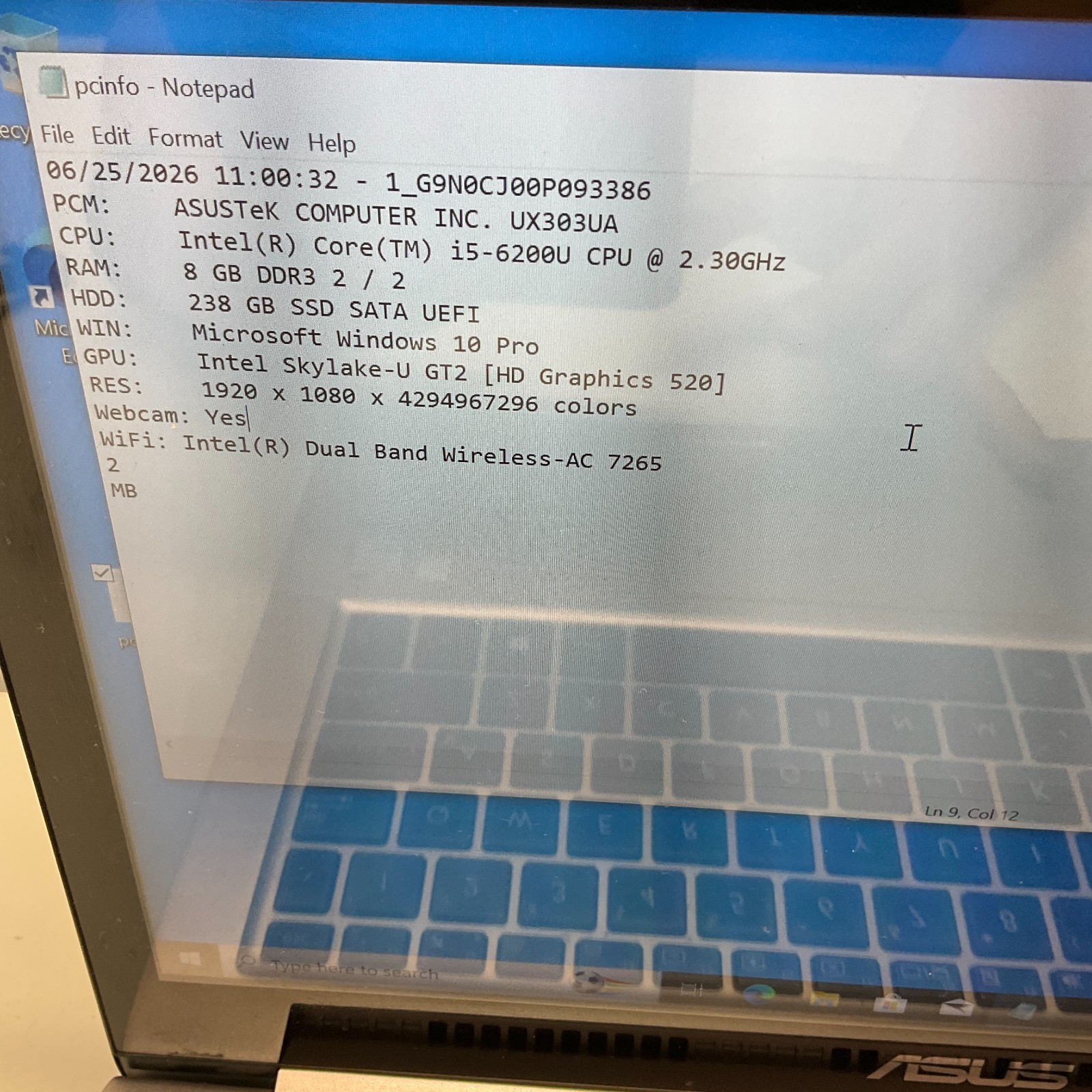 Asus ZenBook UX303UA Intel Core i5-6200U 8GB RAM 256GB SSD Windows 10 Pro