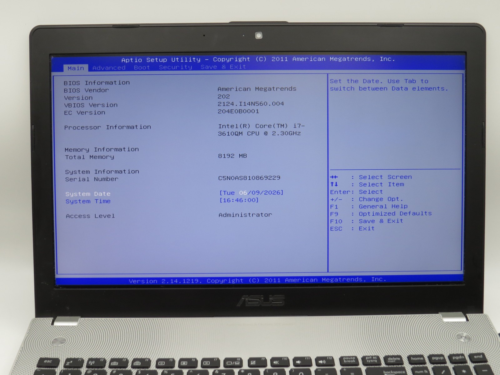 ASUS N56V | i7-3610QM @ 2.3GHz | 8GB DDR3 | 256GB 2.5″ SATA SSD | GeForce 650M |