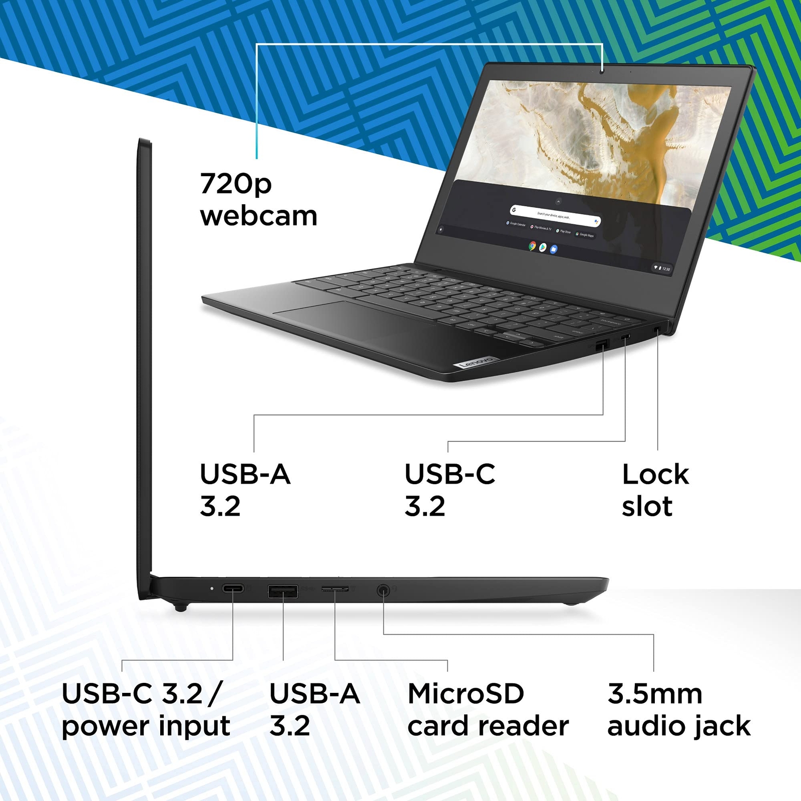 Lenovo IdeaPad 3 11 Chromebook Laptop,11.6″ HD , 4GB RAM, 64GB -Black *READ