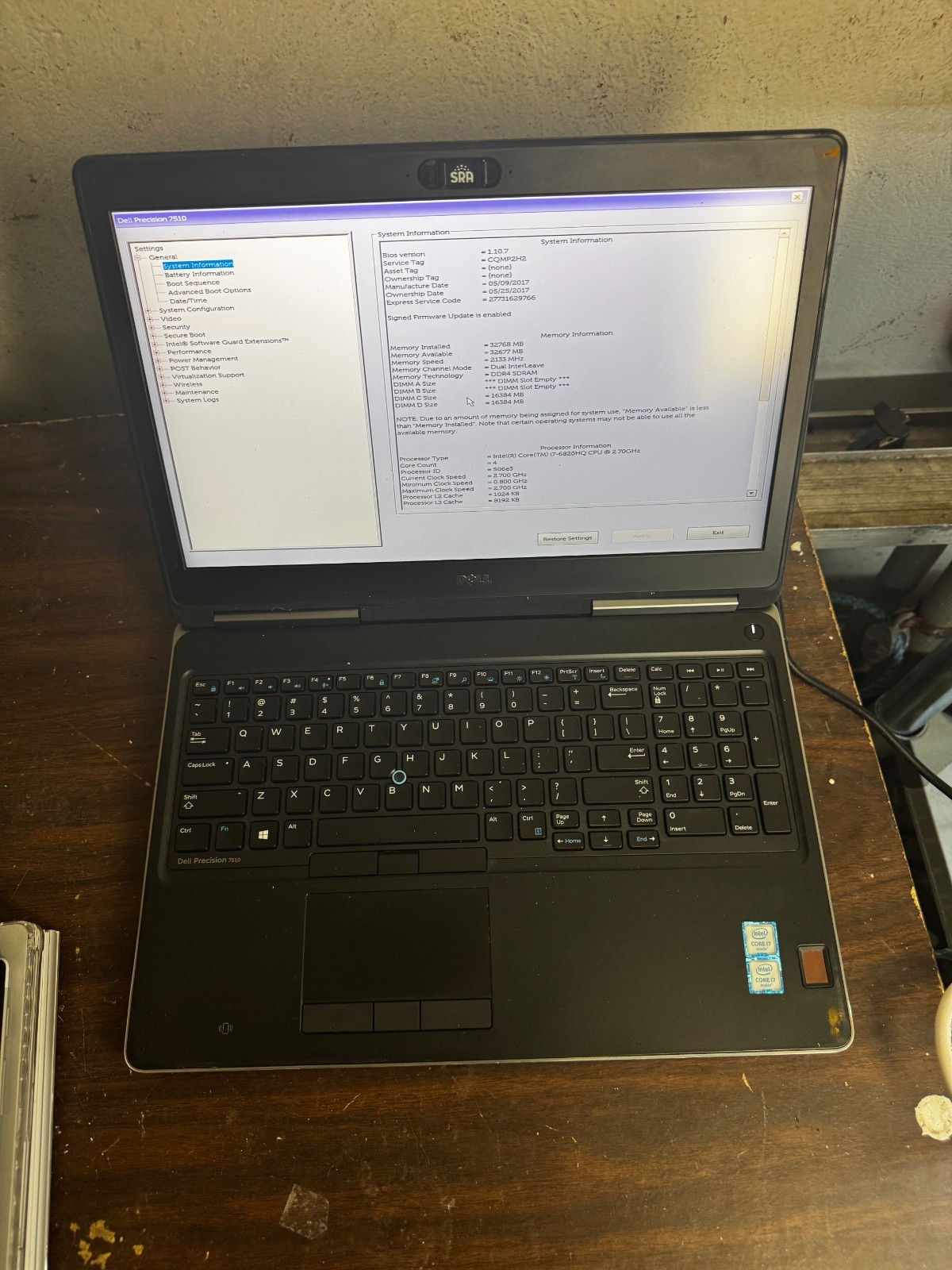Dell Precision 7510 Core i7-6820HQ, 32GB RAM, 15.6″ Laptop *READ #6446