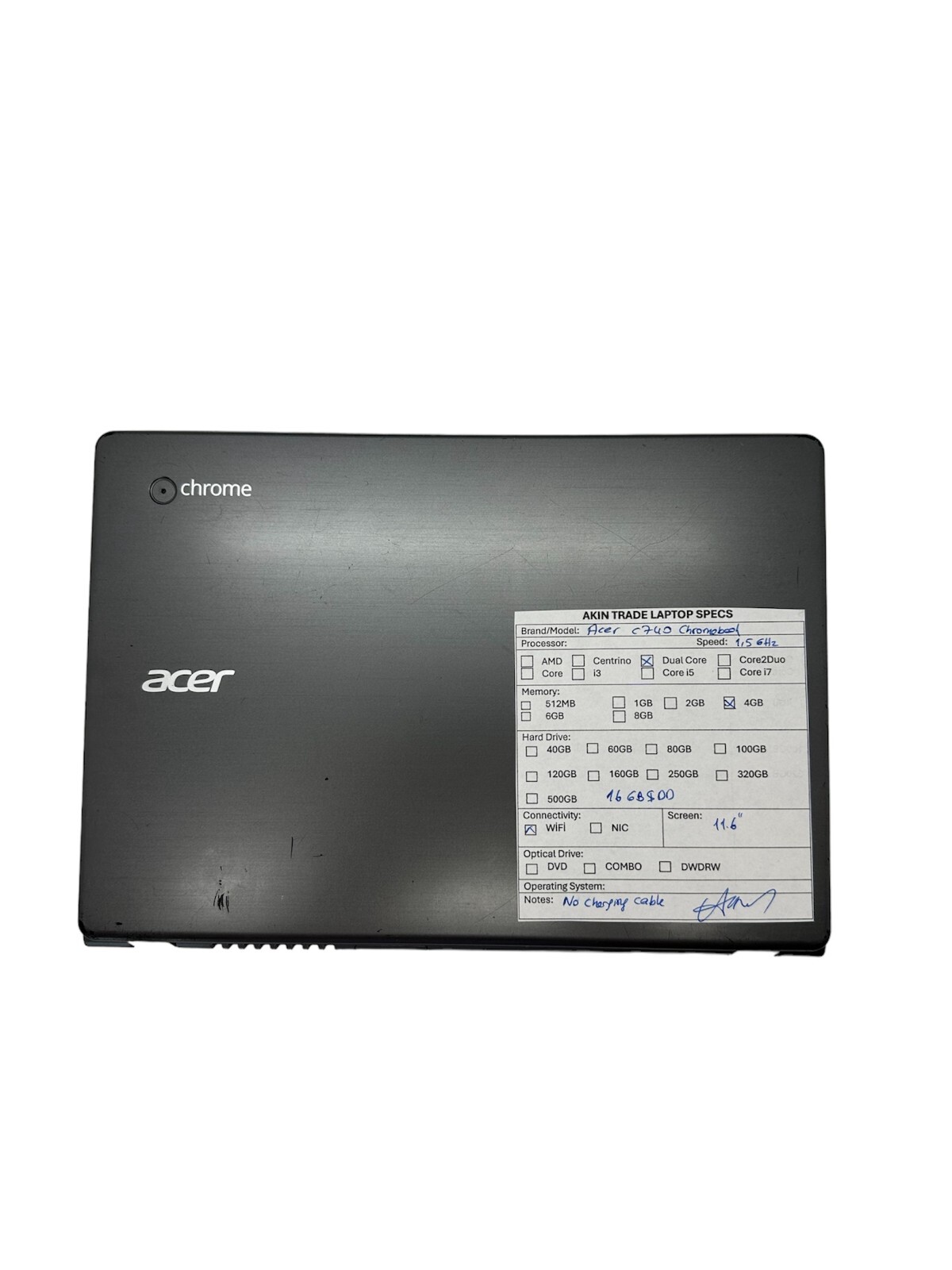Acer C740-C4PE 11.6″ Chromebook – Intel 3205U – 4GB RAM 16GB SSD GOOD CONDİTİON